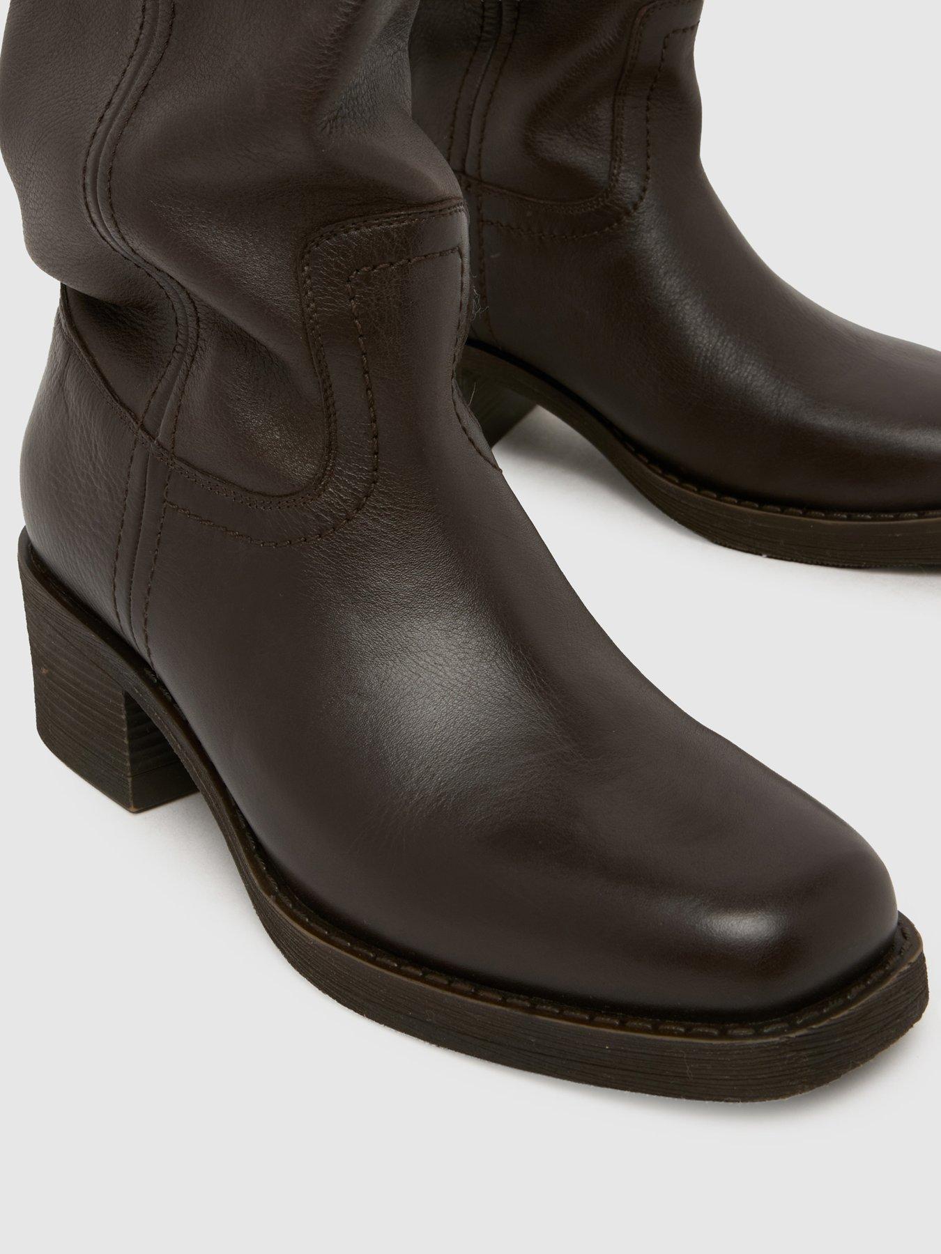Image 4 of 4 of Schuh Dakota Slouch Leather Ankle Boot - Brown