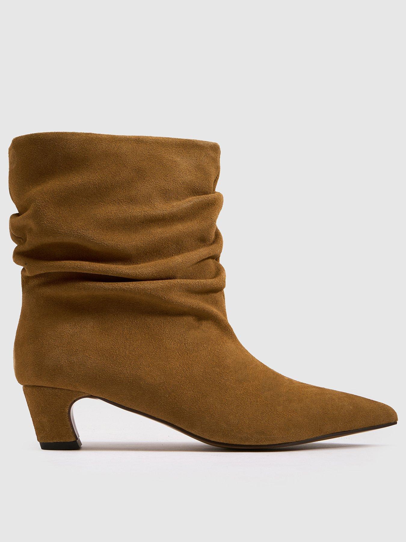 Image 1 of 4 of Schuh Womens Bluebell Slouch Pointed Toe Heeled Boots - Natural