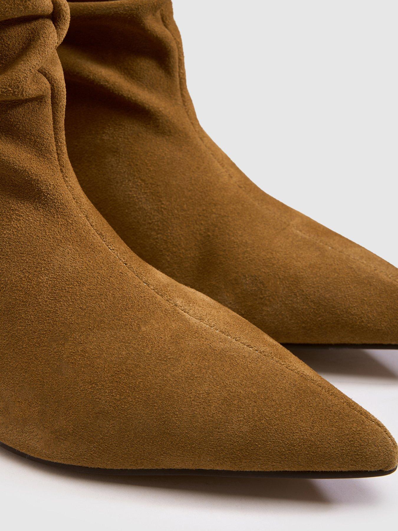 Image 3 of 4 of Schuh Womens Bluebell Slouch Pointed Toe Heeled Boots - Natural