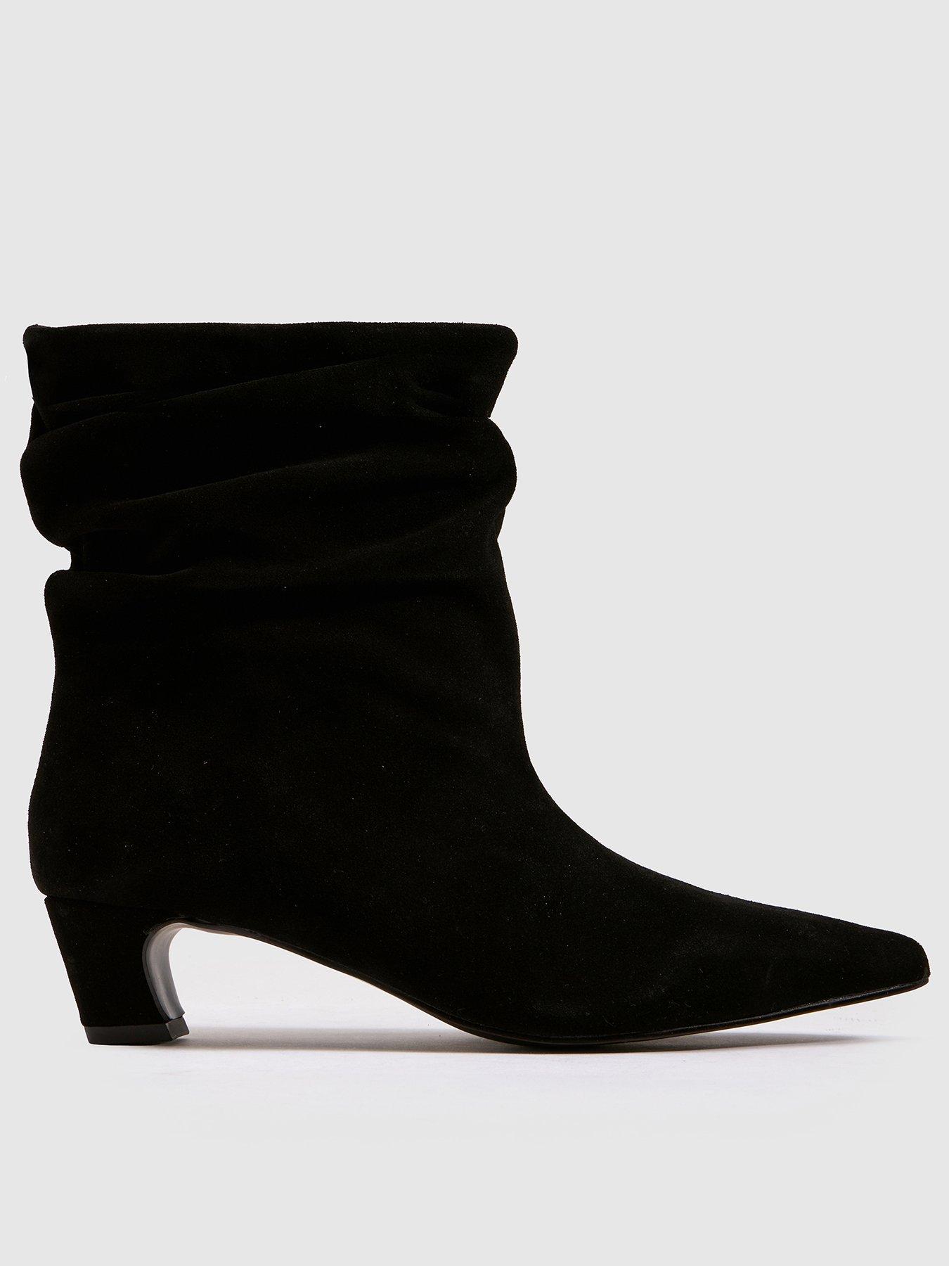Image 1 of 4 of Schuh Womens Bluebell Slouch Pointed Toe Low Heel Boots - Black
