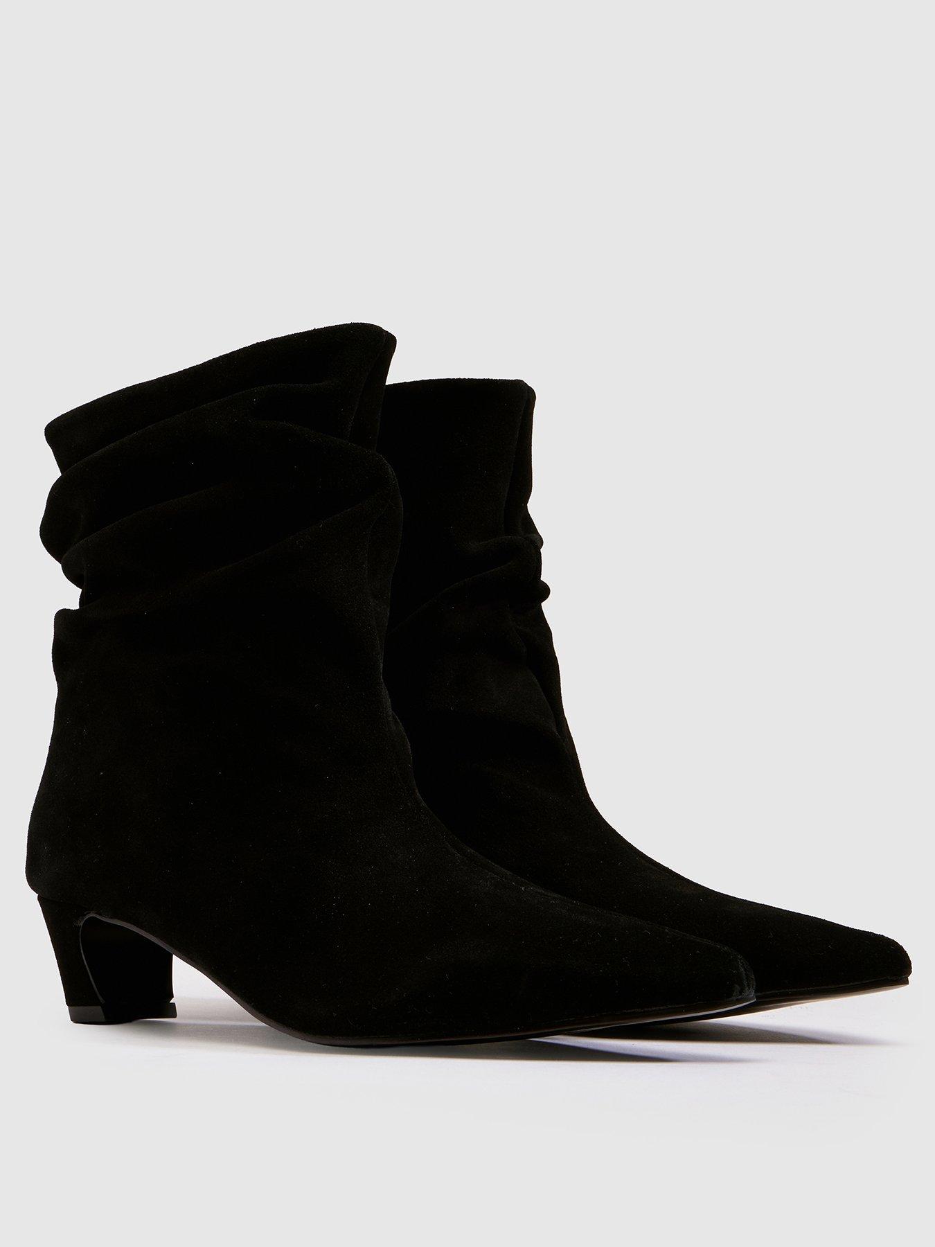 Image 2 of 4 of Schuh Womens Bluebell Slouch Pointed Toe Low Heel Boots - Black