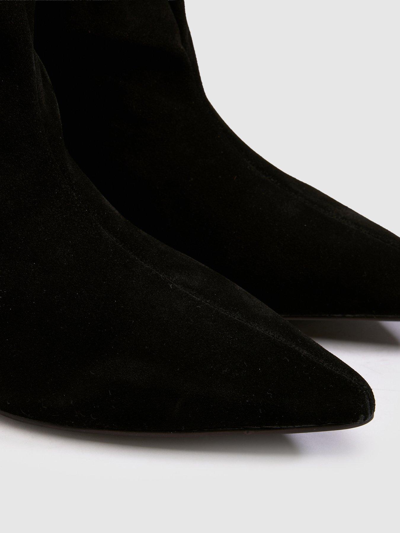 Image 3 of 4 of Schuh Womens Bluebell Slouch Pointed Toe Low Heel Boots - Black