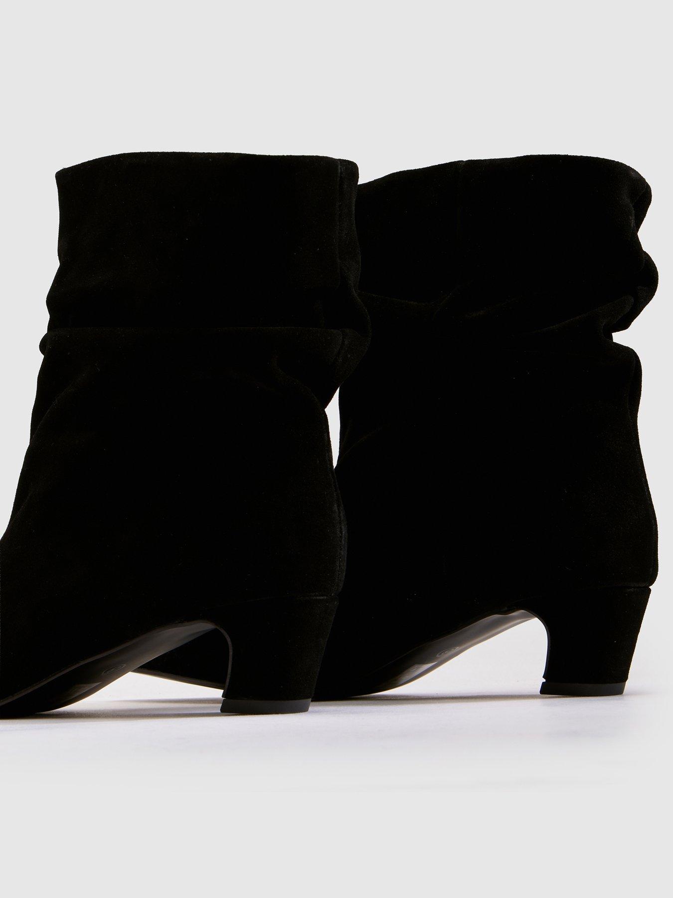 Image 4 of 4 of Schuh Womens Bluebell Slouch Pointed Toe Low Heel Boots - Black