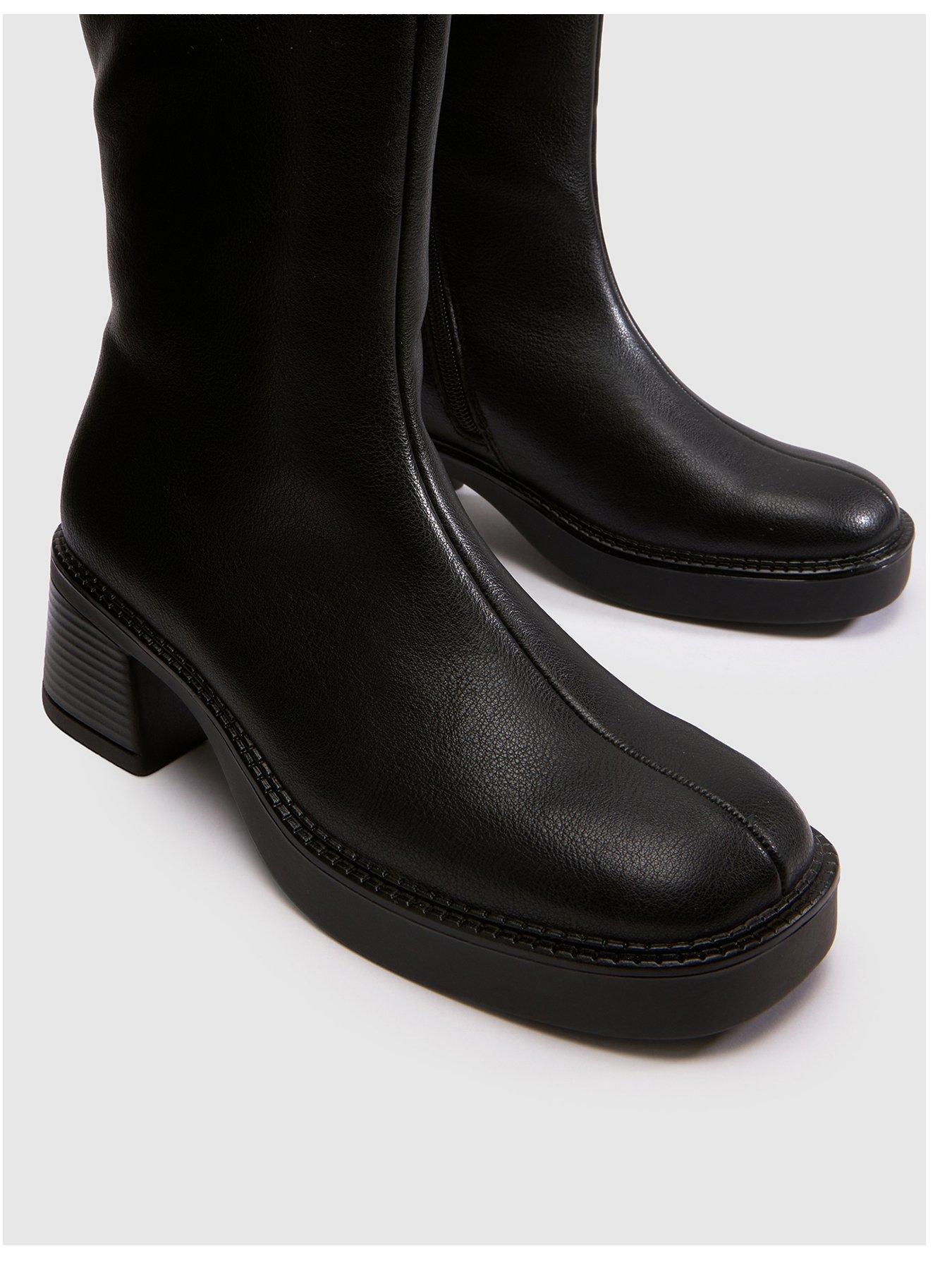 Image 3 of 4 of Schuh Darling Square Toe Knee Boot - Black