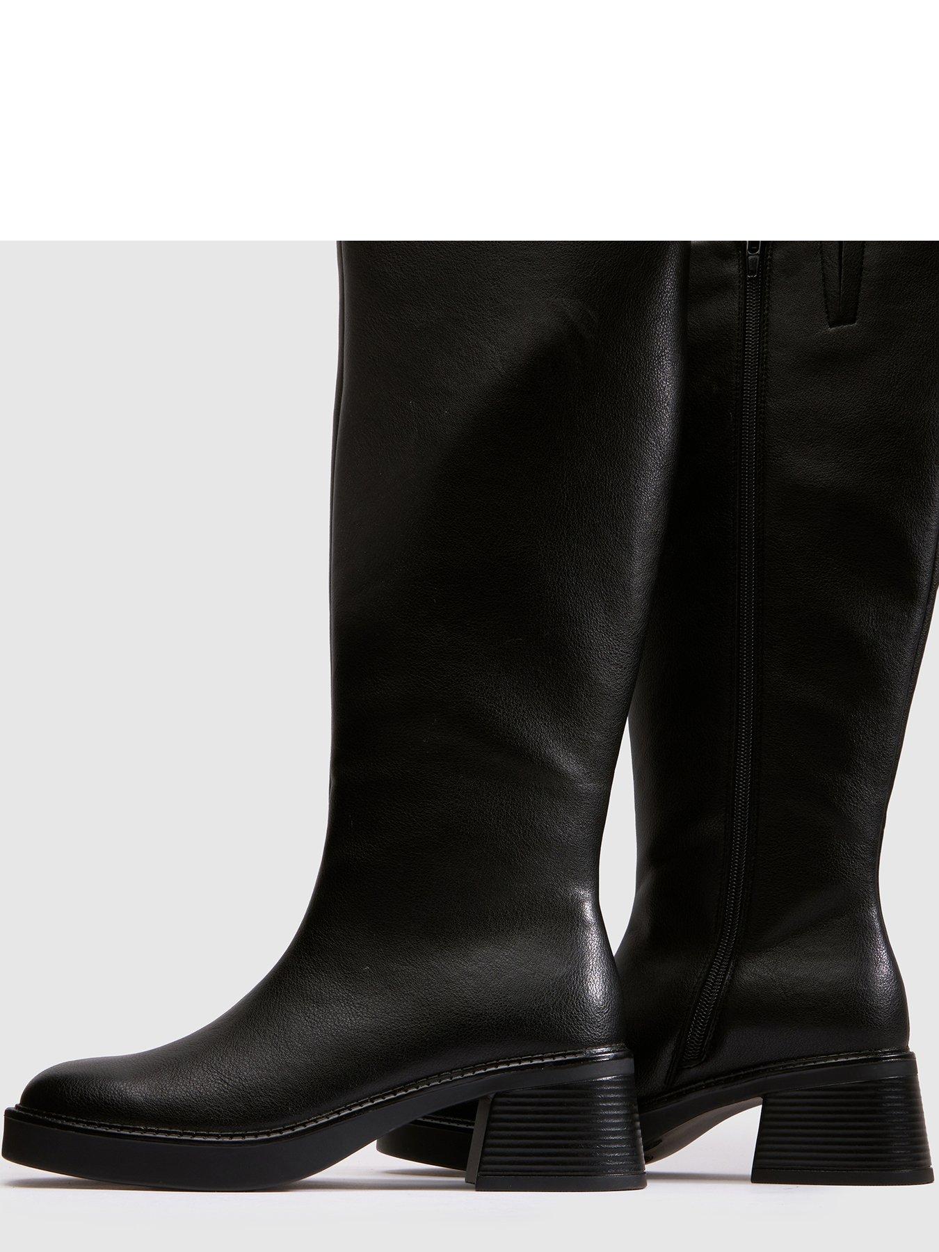 Image 4 of 4 of Schuh Darling Square Toe Knee Boot - Black