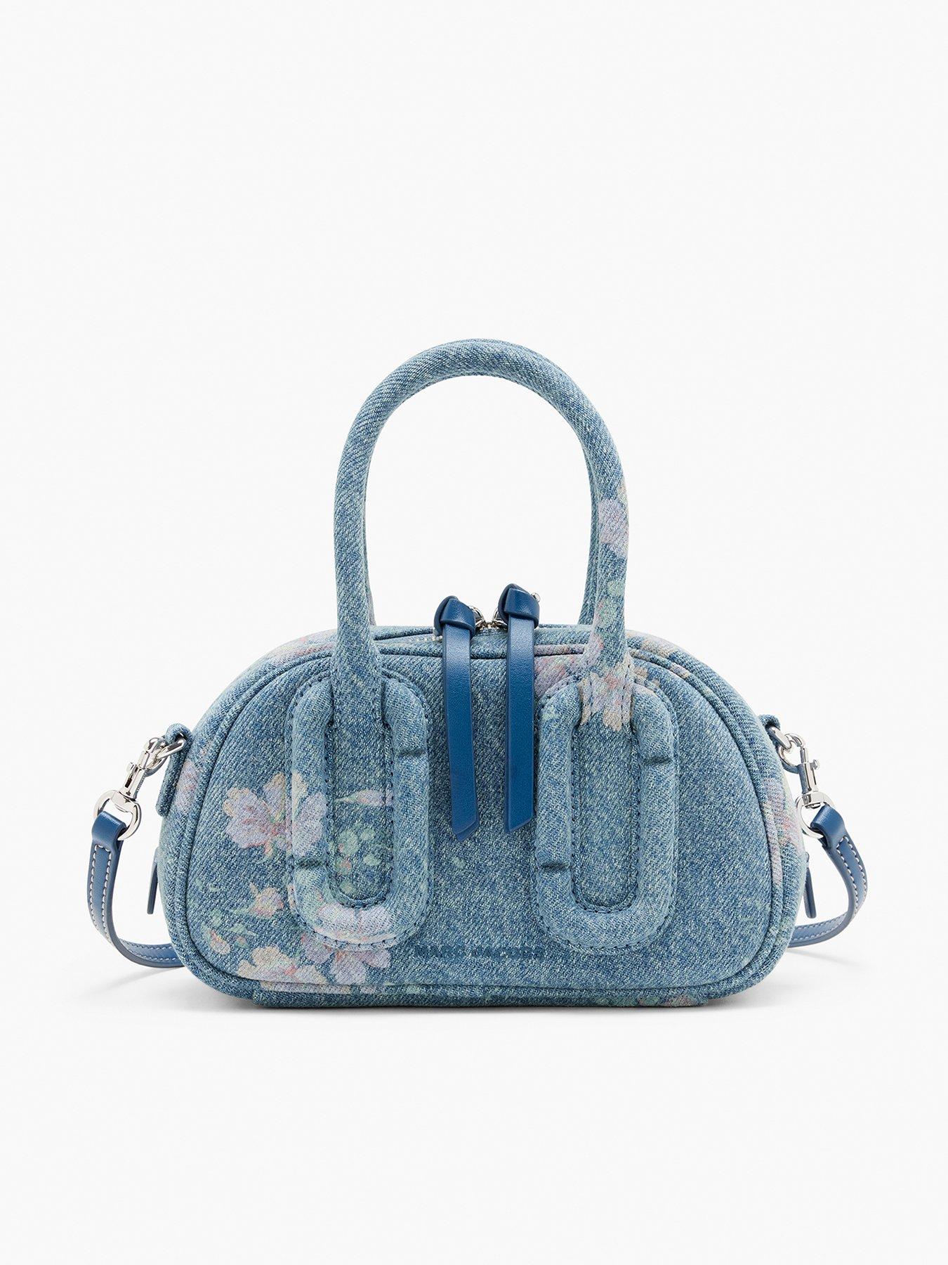 MARC JACOBS The Micro Bauletto Top Floral Denim Handbag - Blue
