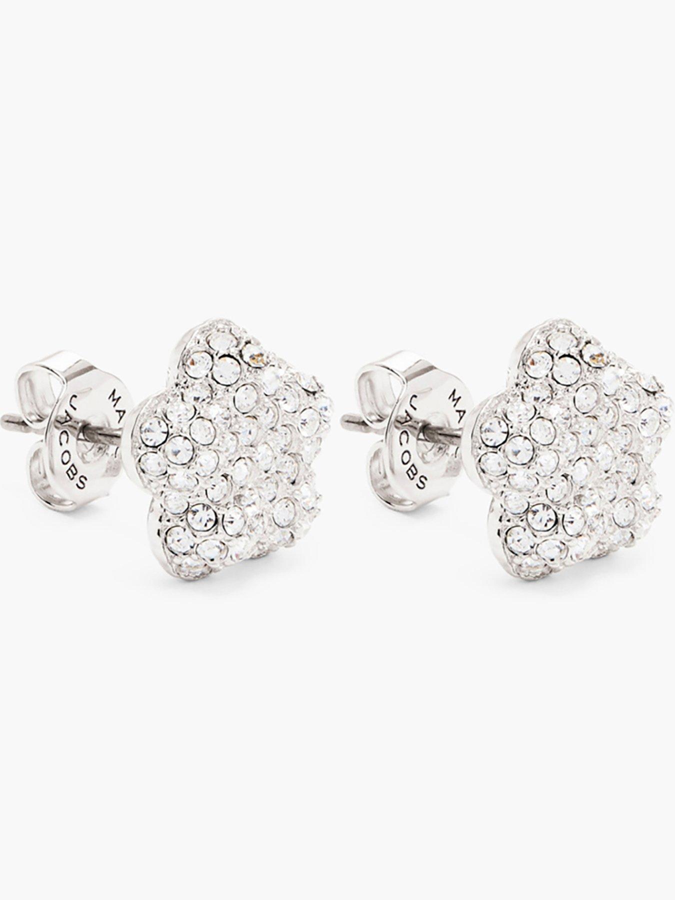 Image 3 of 4 of MARC JACOBS Womens Daisy Pav&eacute; Crystal Stud Earrings - Silver