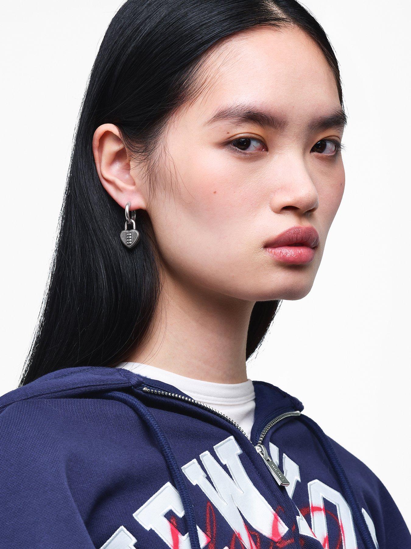 Image 3 of 4 of MARC JACOBS Heart Padlock Earrings - Silver