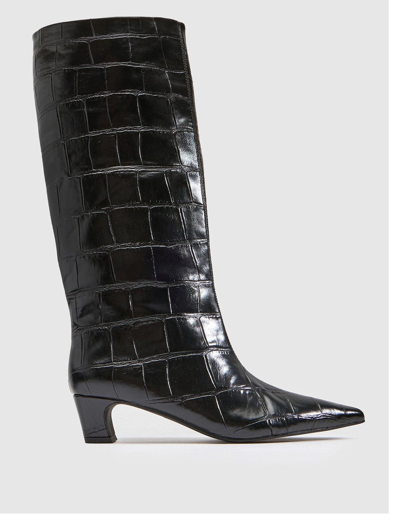 Image 1 of 4 of Schuh Womens Dollie Delia Update Croc Pull On Boots - Black