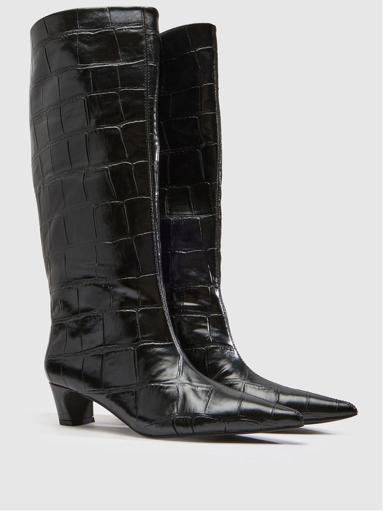 Image 2 of 4 of Schuh Womens Dollie Delia Update Croc Pull On Boots - Black