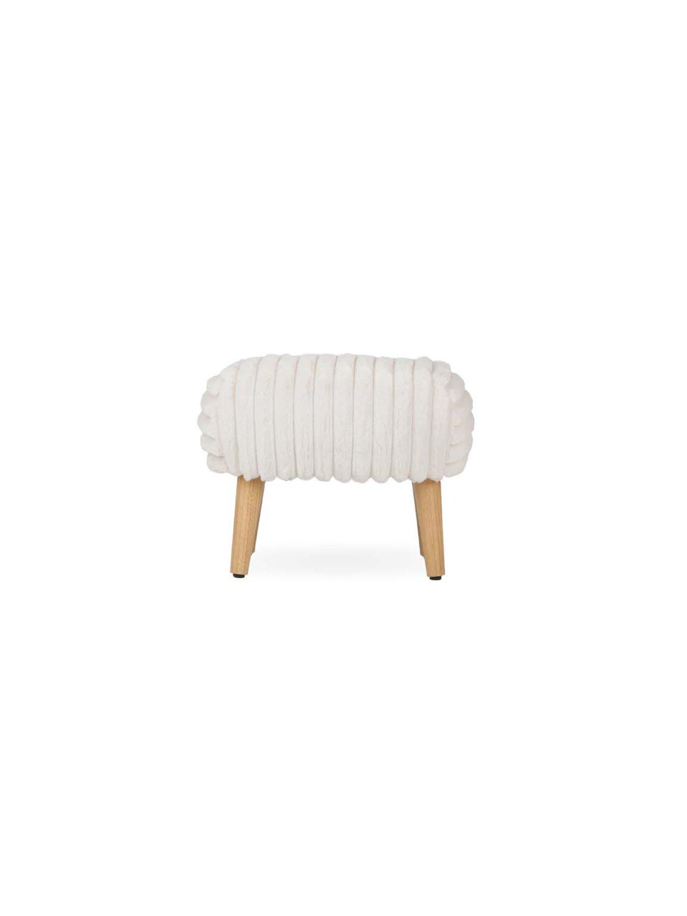Cuddleco Etta Foot Stool - Cream Faux Fur