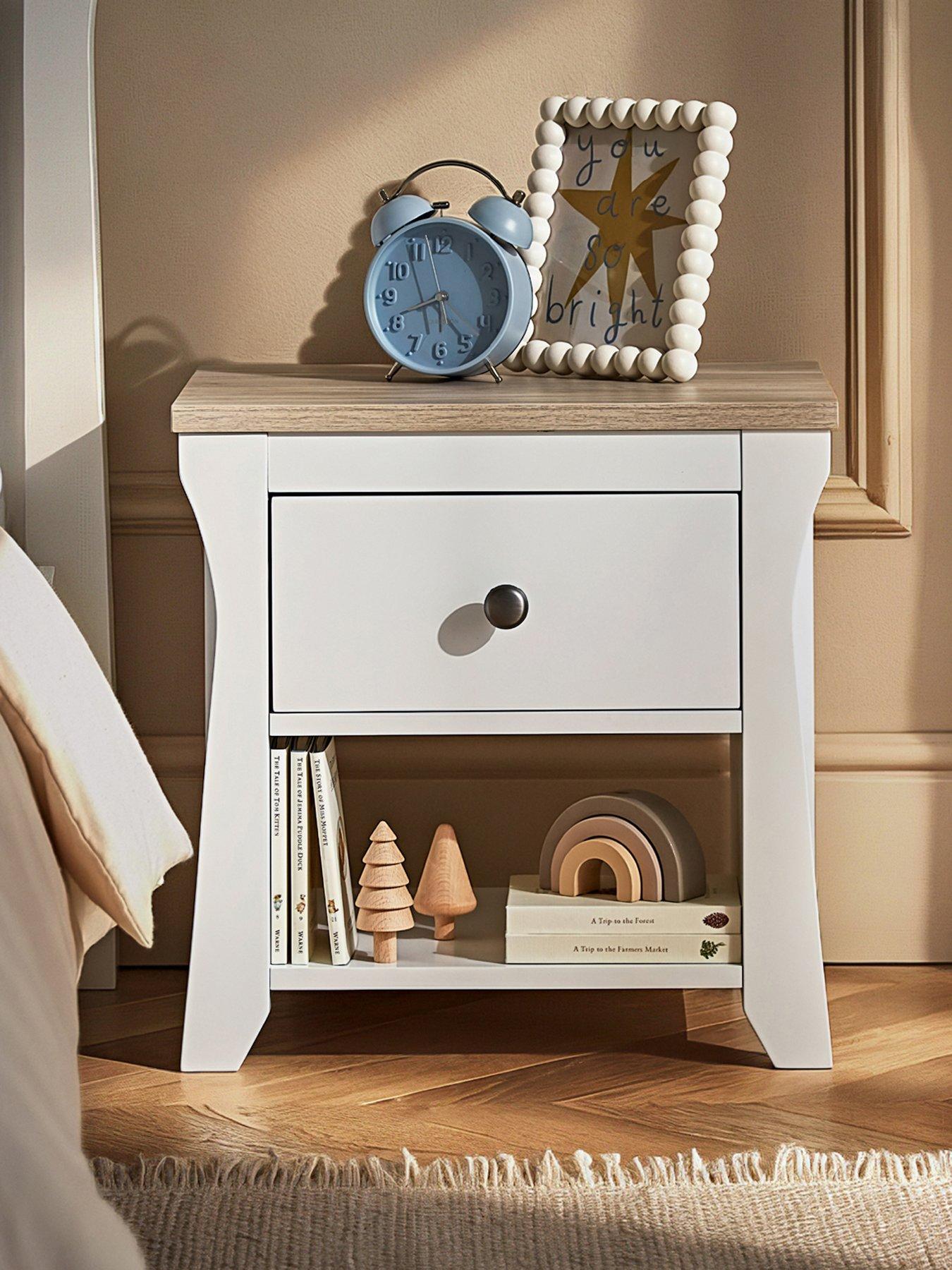 CuddleCo Clara Bedside Table - White/Ash