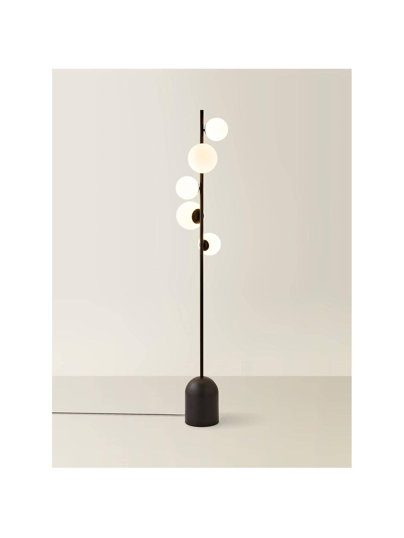 Image 2 of 6 of ValueLights Marlow Matte Black Multi Arm Floor Lamp and Warm White Bulb