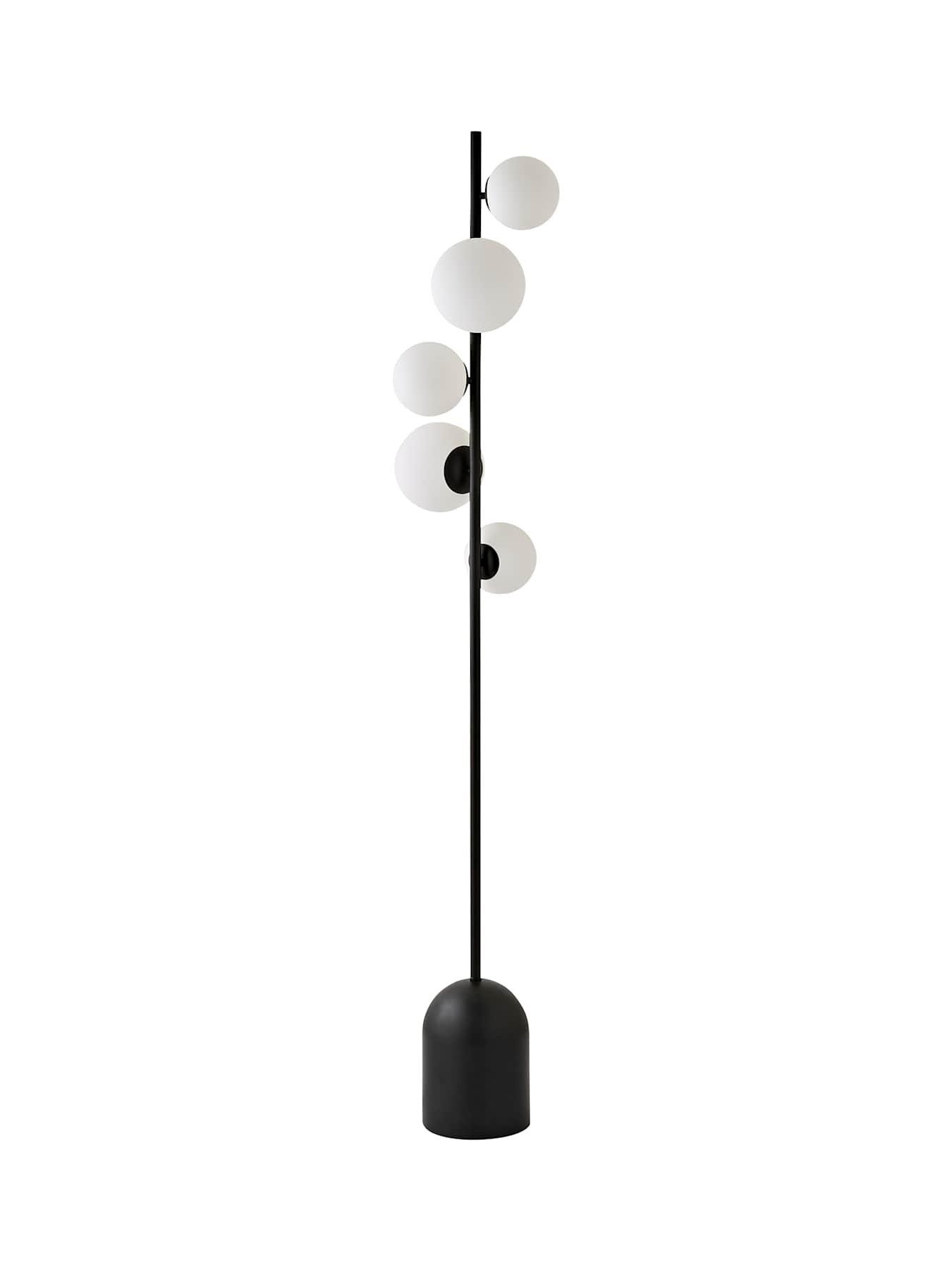 Image 6 of 6 of ValueLights Marlow Matte Black Multi Arm Floor Lamp and Warm White Bulb