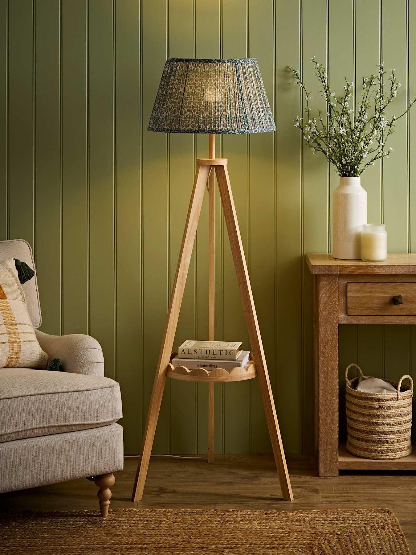 Morrigan Floral Pleated Shade Scallop Tripod Floor Lamp With Bulb Pink Valuelights - Image 5