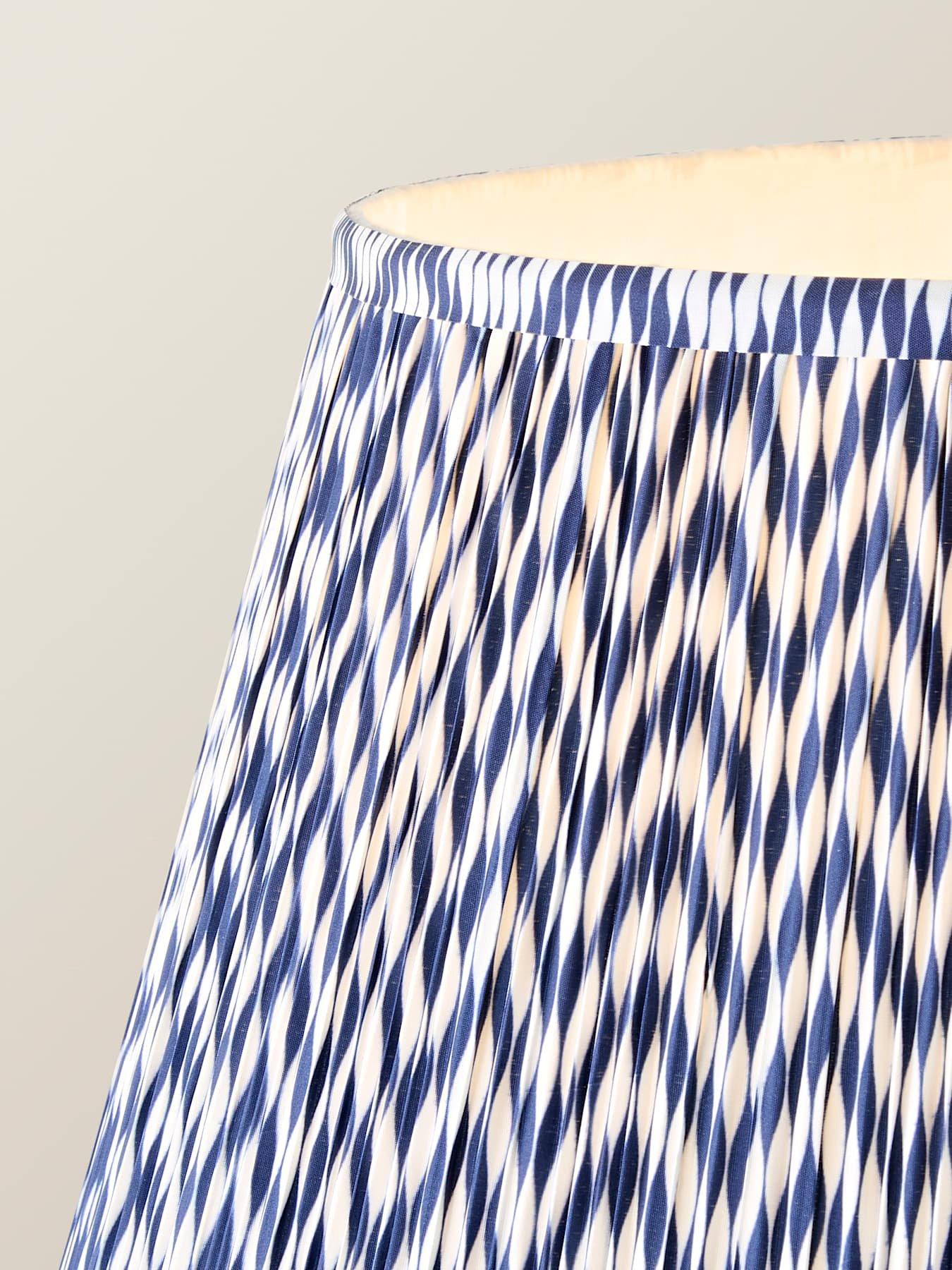 Image 4 of 7 of ValueLights Amara Navy Twist Floor Lamp with Chevron Pleated Taper Shade and Warm White Bulb