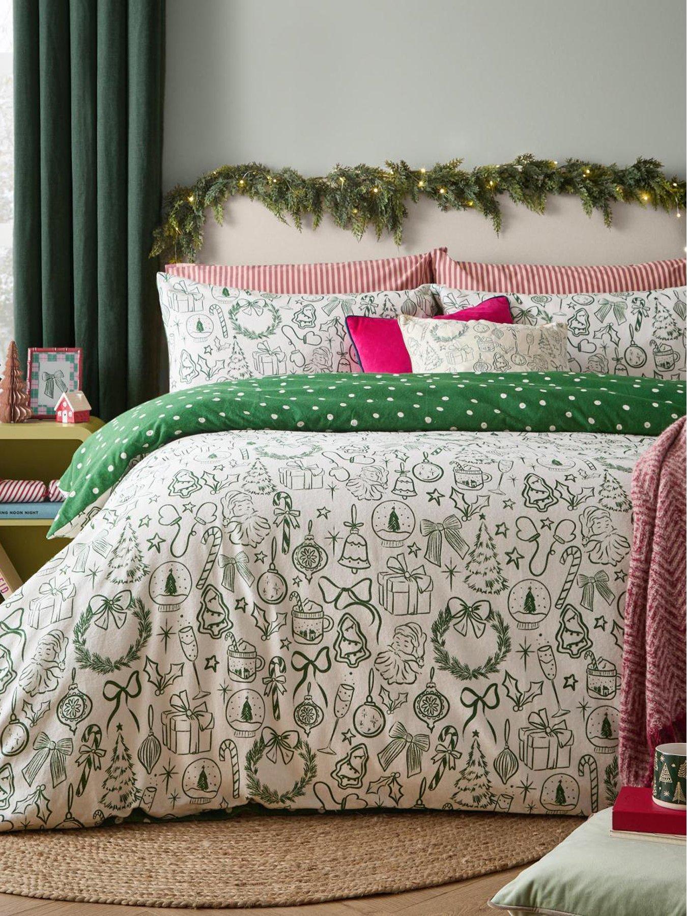 Image 1 of 4 of Furn Merry Christmas Duvet Set Oat/Green