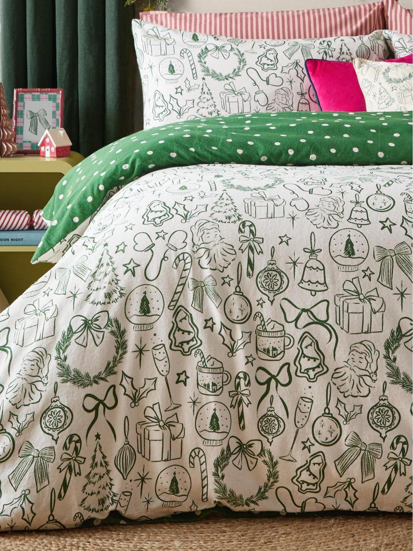 Image 4 of 4 of Furn Merry Christmas Duvet Set Oat/Green