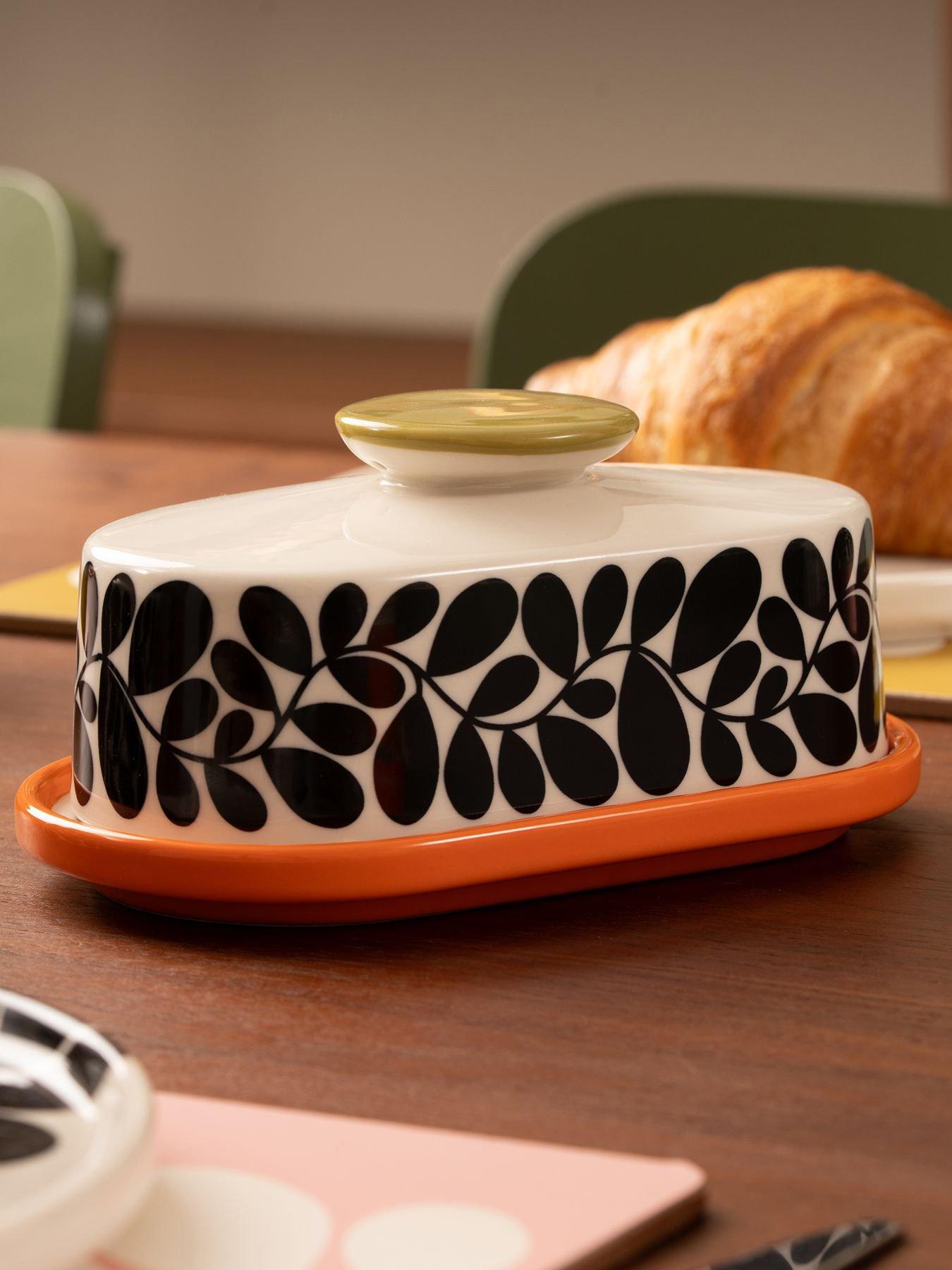 Image 1 of 4 of Orla Kiely Ok Sycamore Stripe Butter Dish Orange
