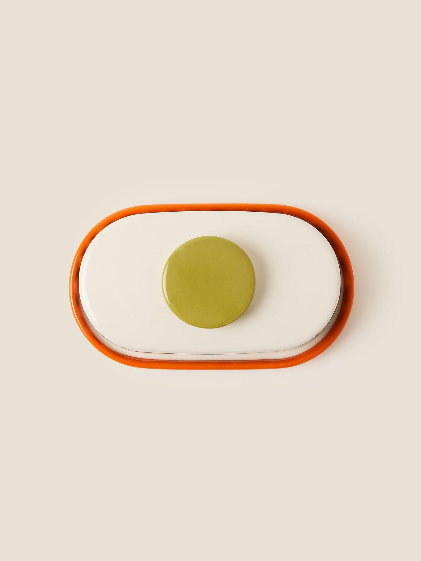 Image 3 of 4 of Orla Kiely Ok Sycamore Stripe Butter Dish Orange