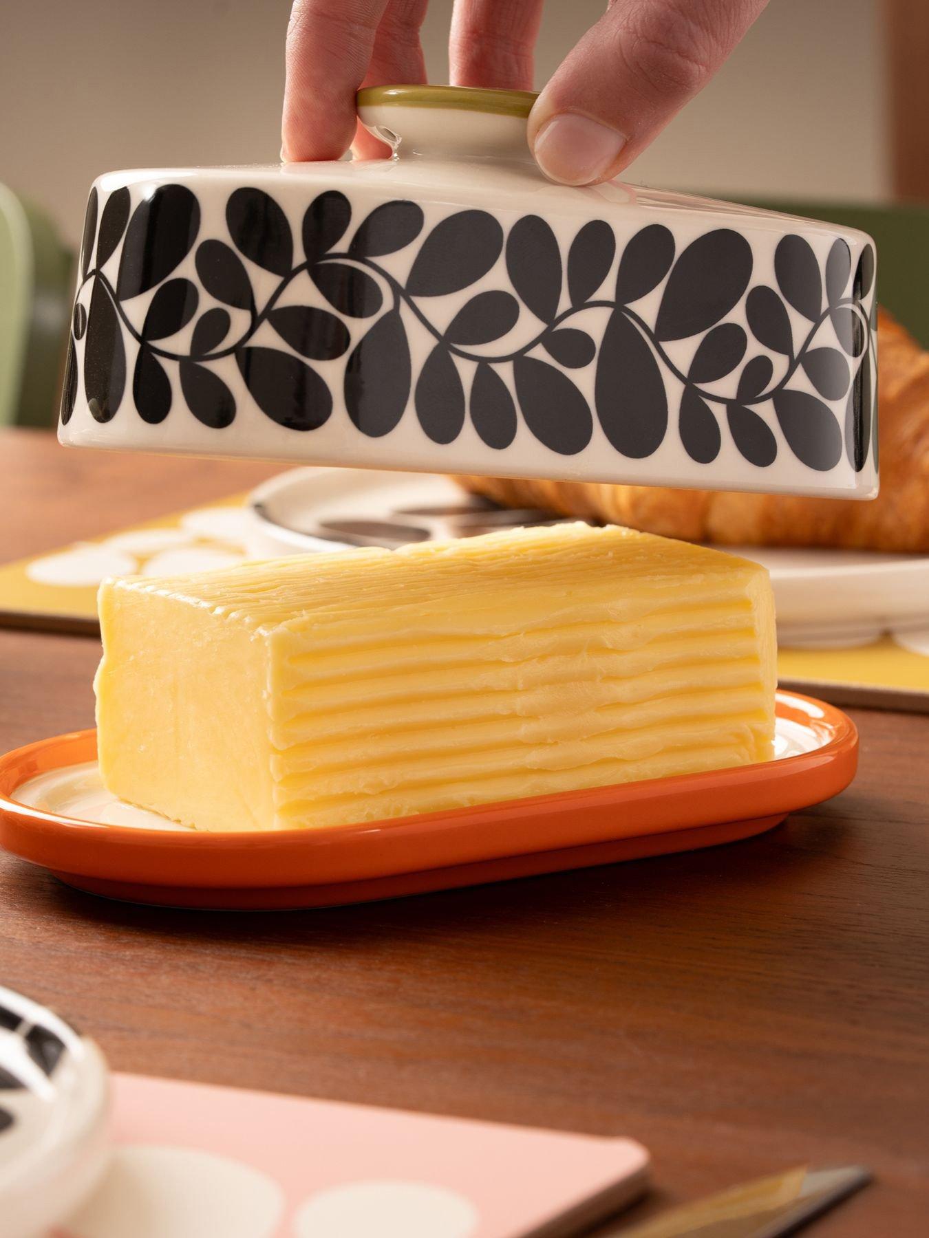 Image 4 of 4 of Orla Kiely Ok Sycamore Stripe Butter Dish Orange