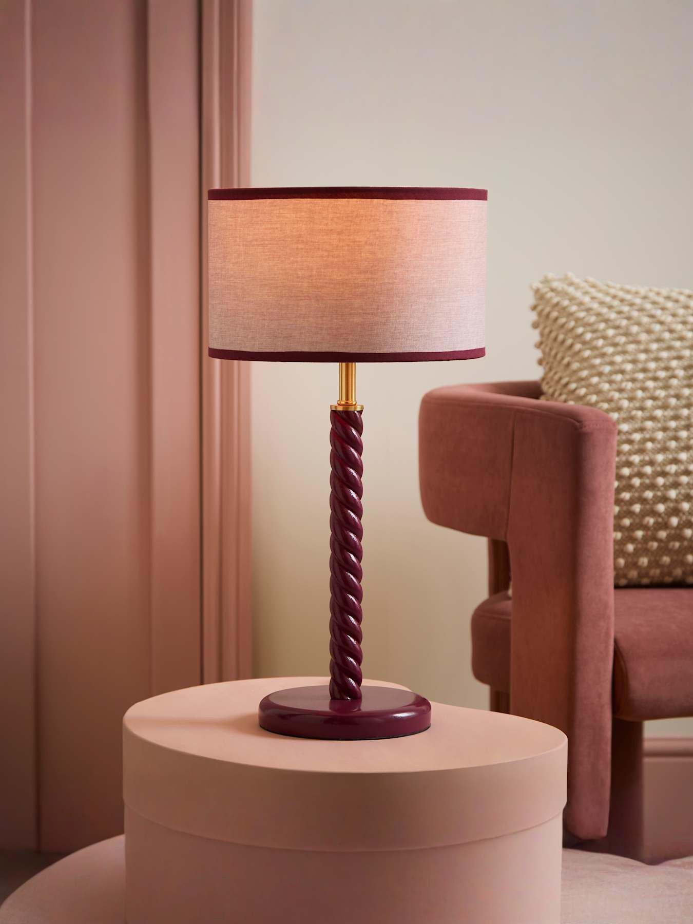 Amara Linen Shade Twist Led Table Lamp With Bulb Pink Valuelights - Image 8
