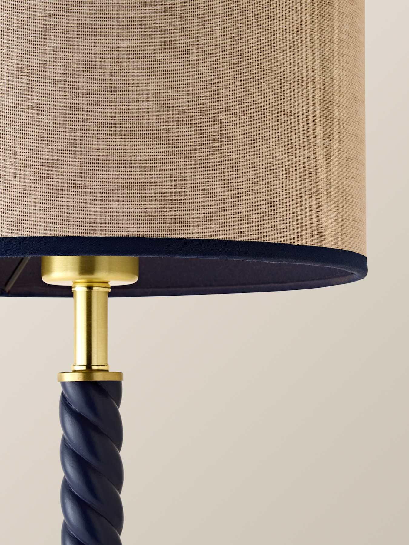 Image 4 of 7 of ValueLights Amara Navy Twist Table Lamp with Colour Match Inner Shade and Warm White Bulb
