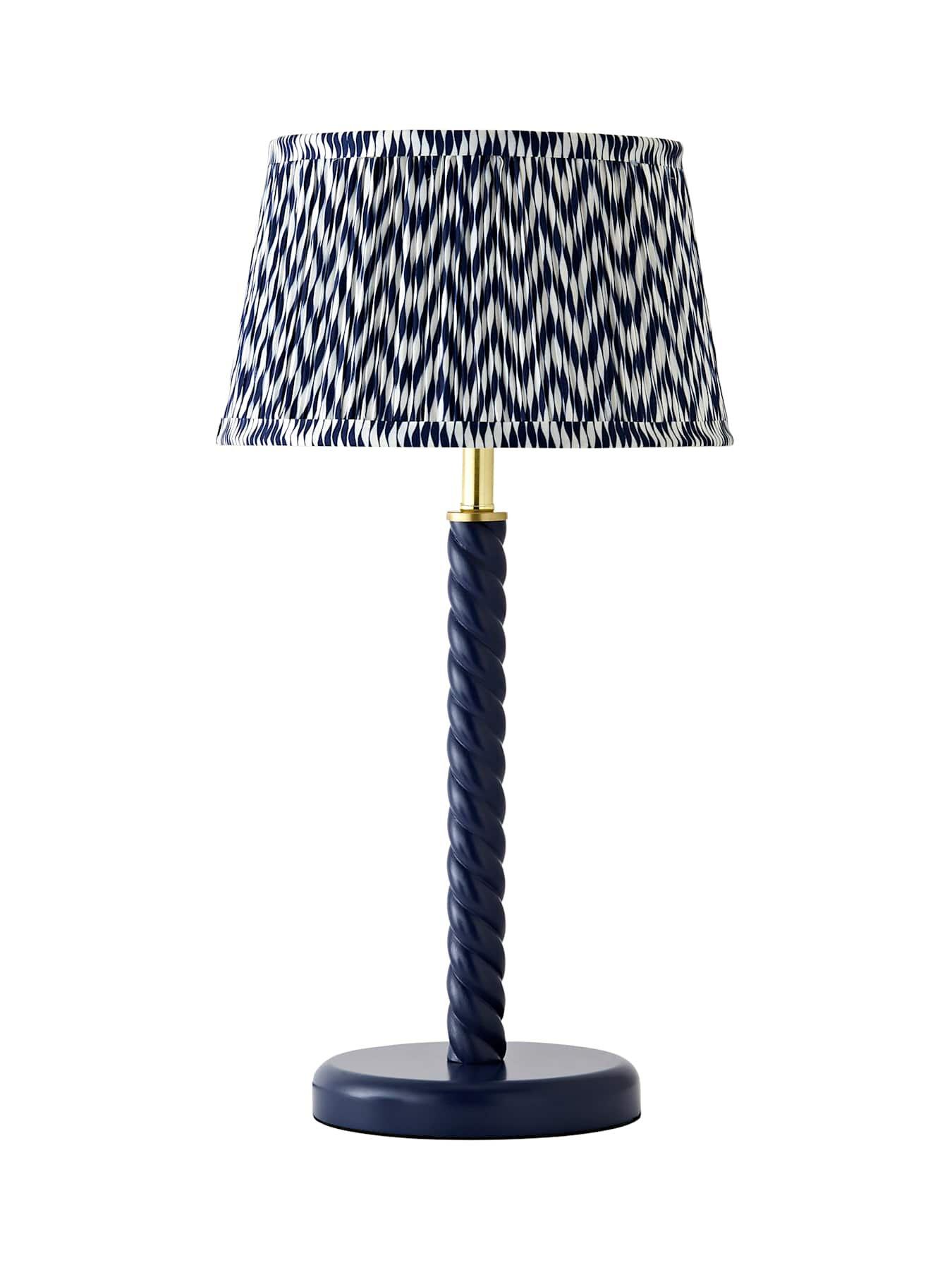 Image 7 of 7 of ValueLights Amara Navy Twist Table Lamp with Chevron Pleated Taper Shade and Warm White Bulb