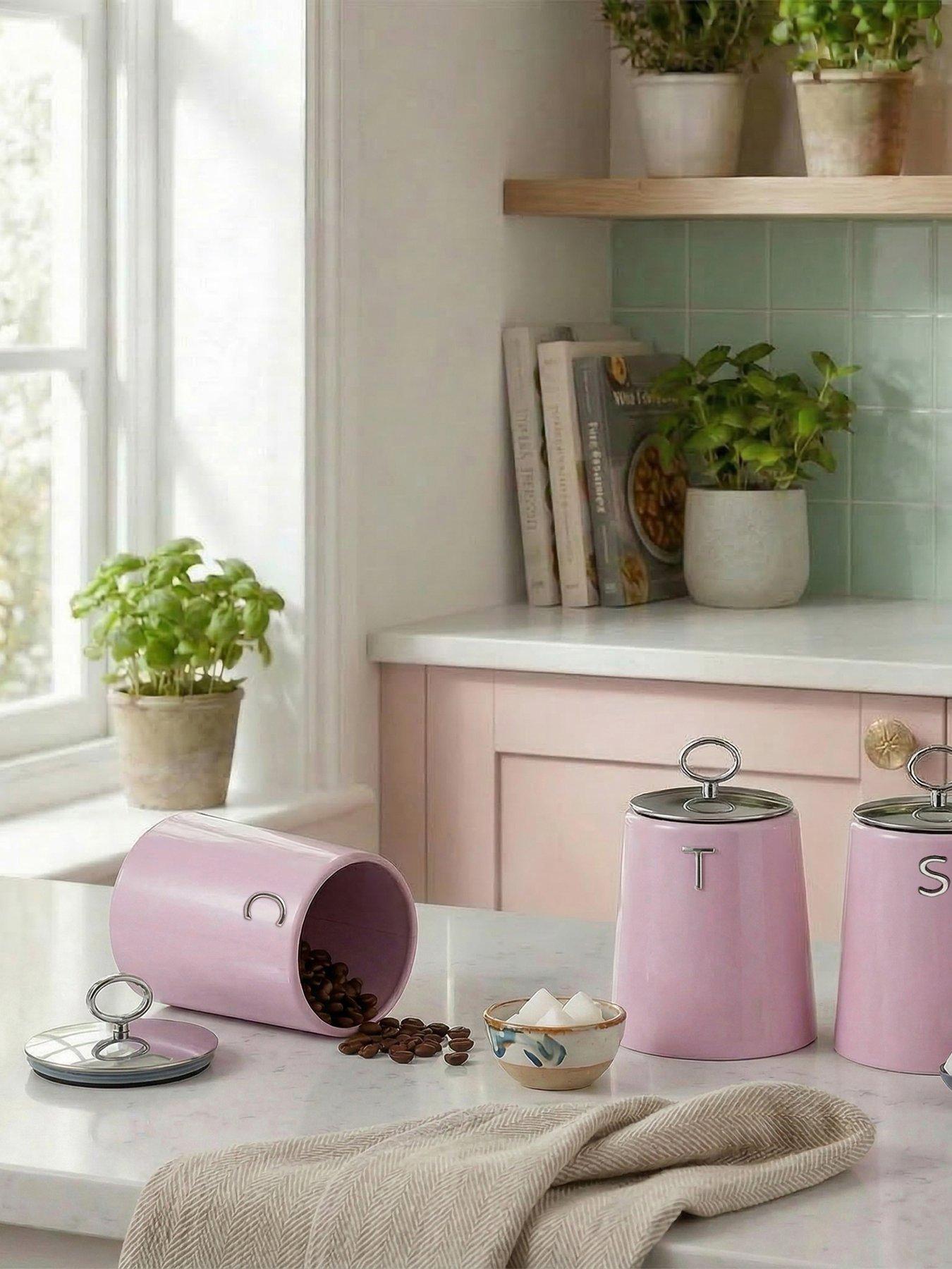 Image 1 of 5 of Salter Salter Retro 3pc Canister Set Pink