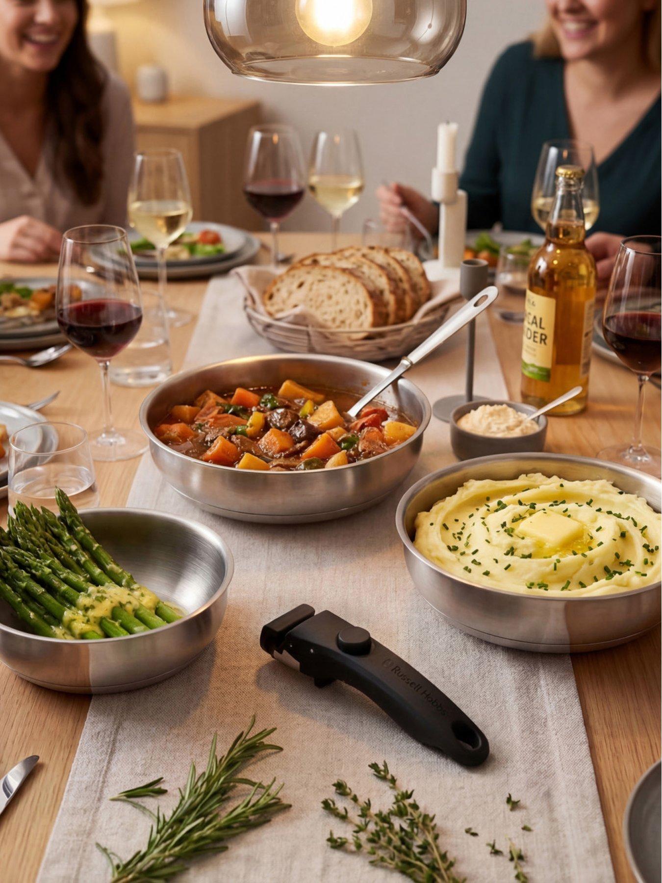 Russell Hobbs Stainless Steel Smart Clip 4 Piece Frypan Set