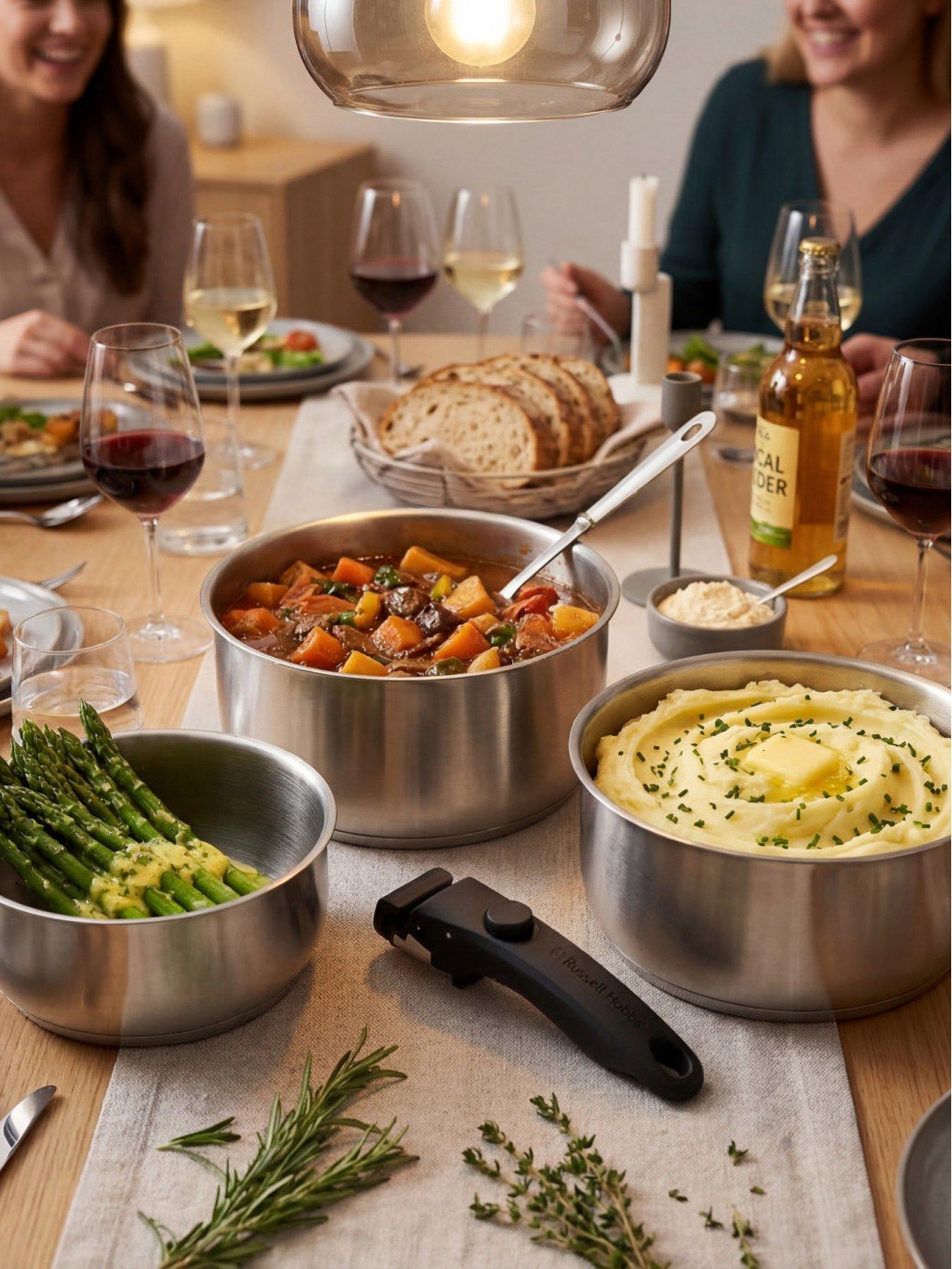 Russell Hobbs Stainless Steel Smart Clip 4 Piece Saucepan Set