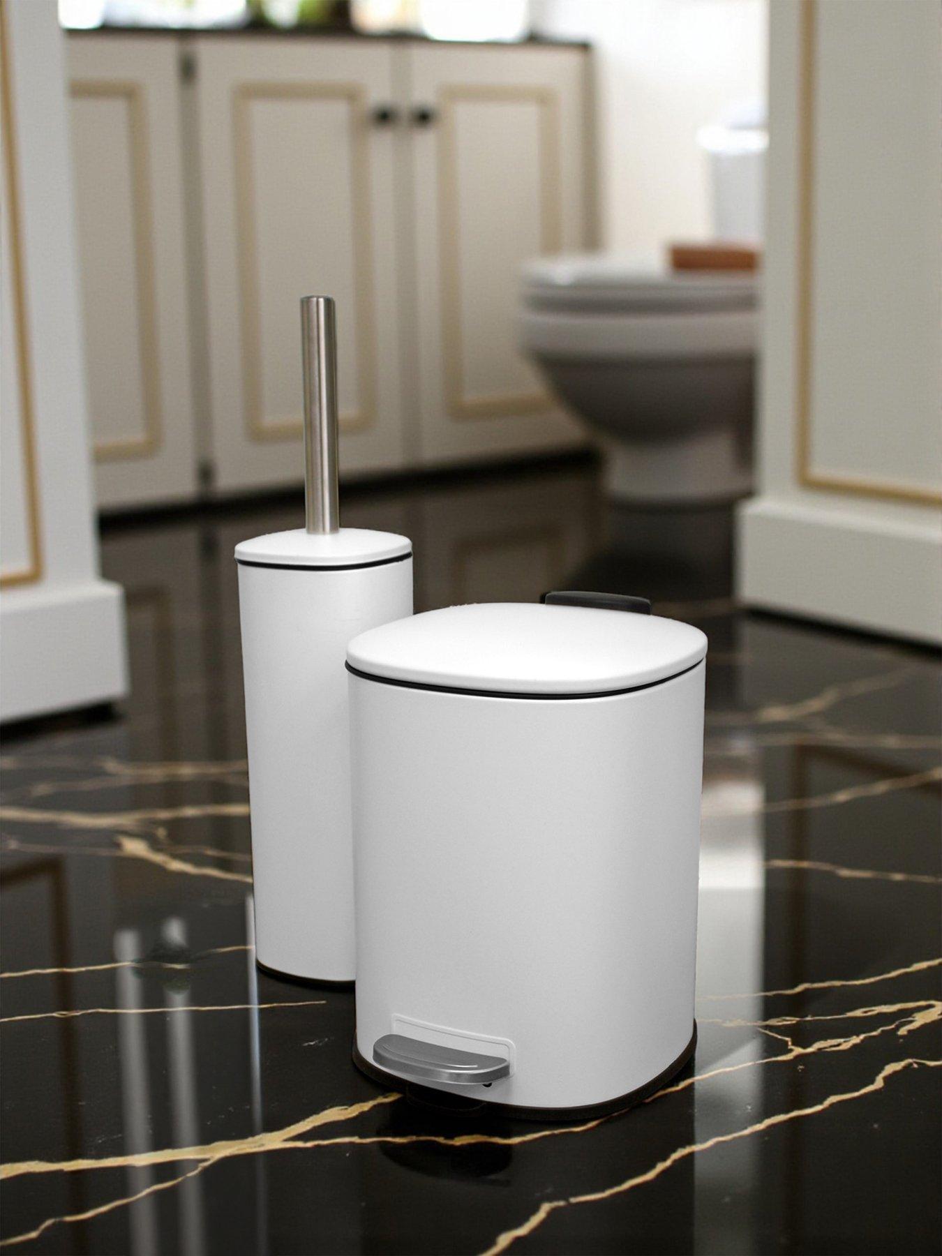 Showerdrape Capri White 3l Bathroom Bin  &  Toilet Brush Set
