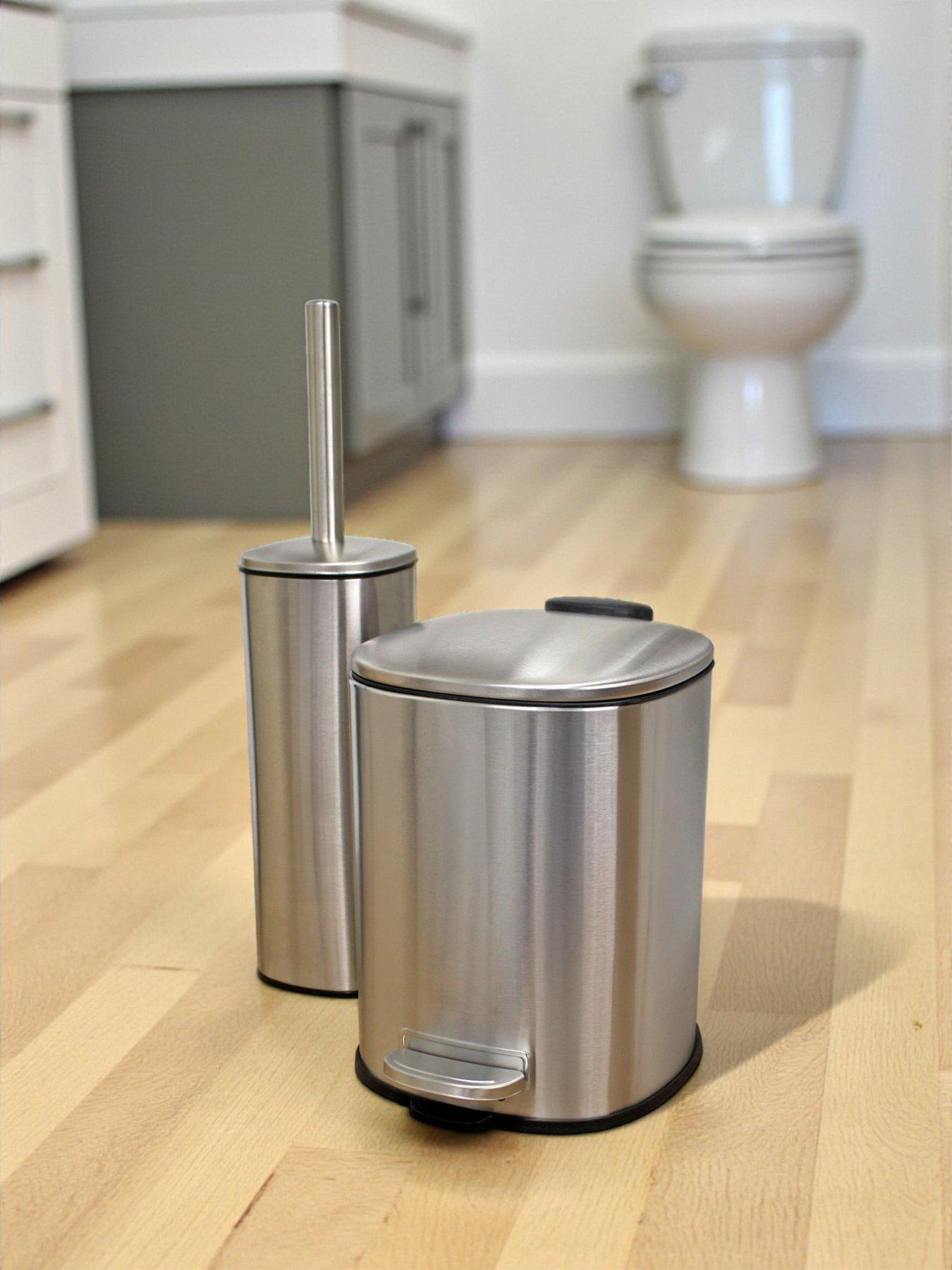 Showerdrape Capri Satin Chrome 3l Bathroom Bin  &  Toilet Brush Set