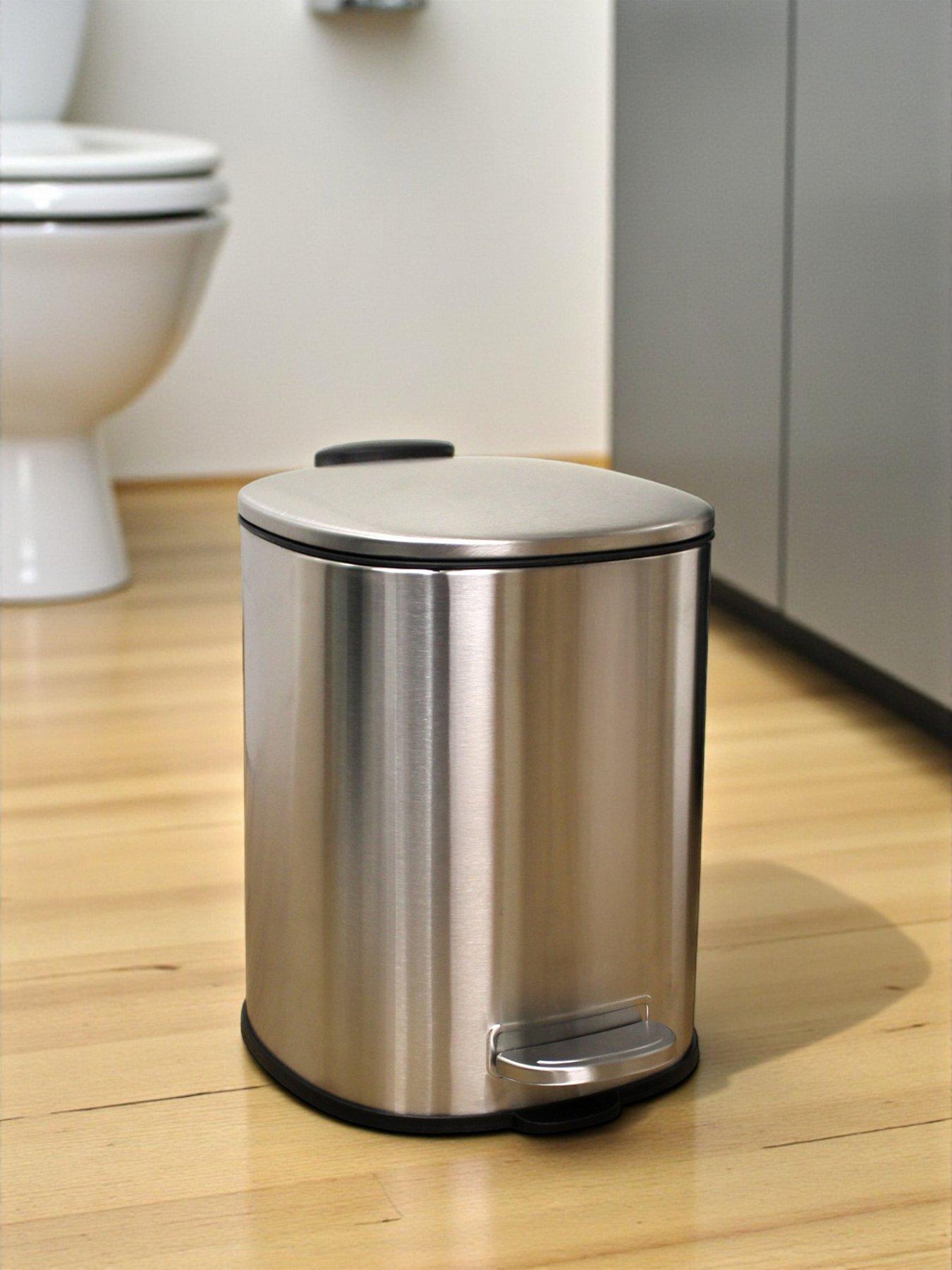 Image 4 of 6 of Showerdrape Capri Satin Chrome 3l Bathroom Bin &amp; Toilet Brush Set