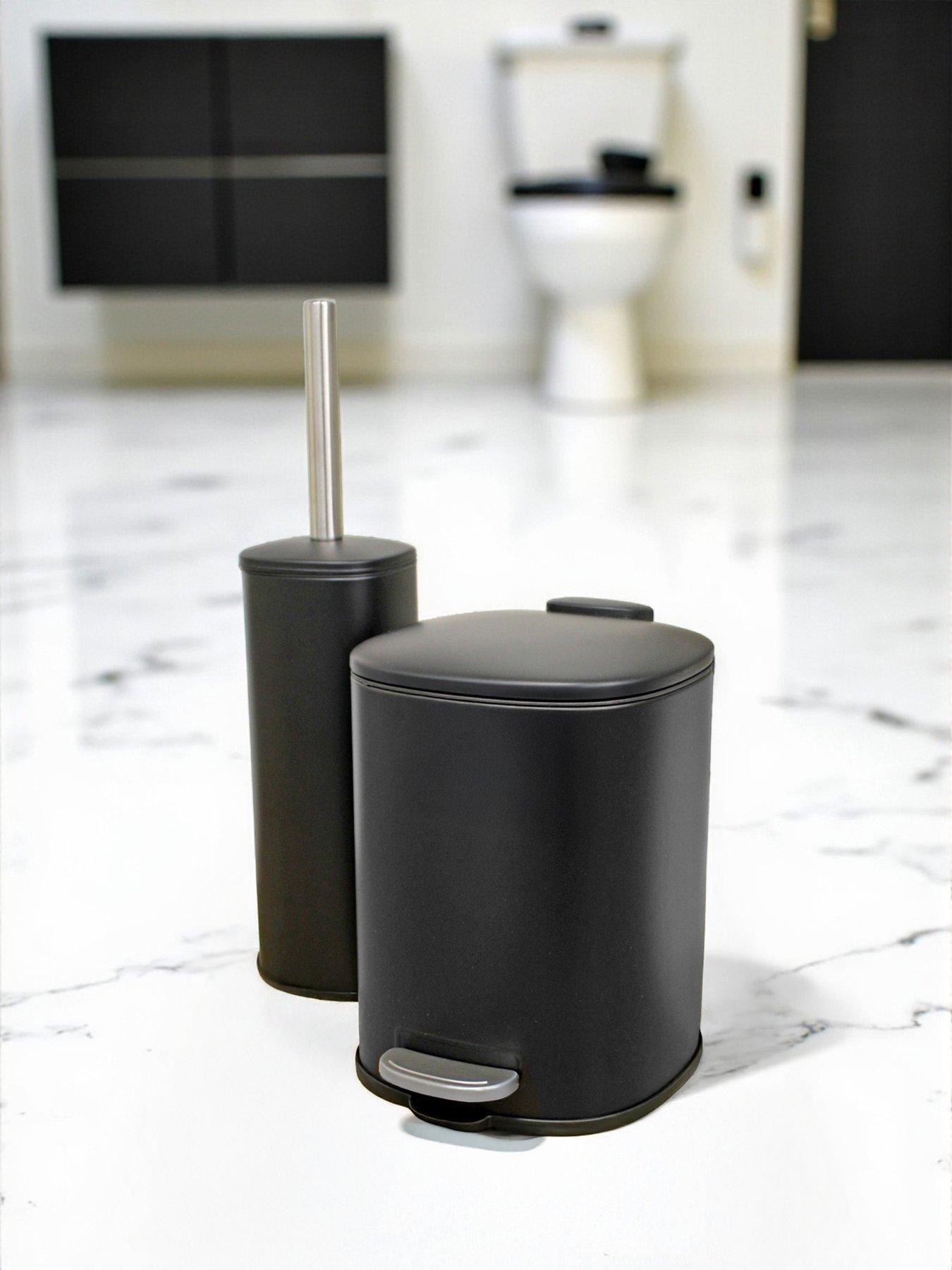 Showerdrape Capri Black 3l Bathroom Bin  &  Toilet Brush Set