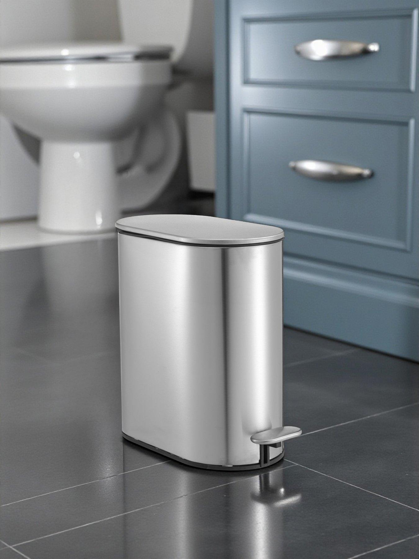Showerdrape Fortuna 5l Soft Close Bathroom Pedal Bin Satin Silver
