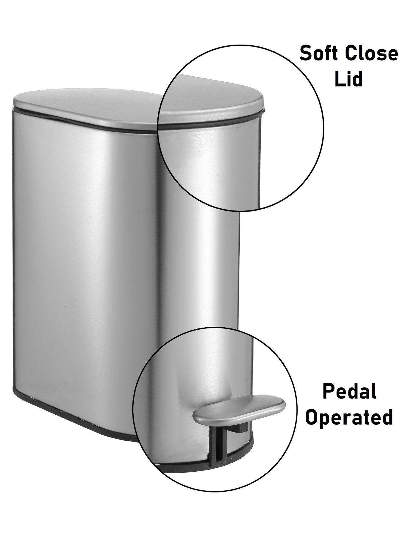 Image 3 of 4 of Showerdrape Fortuna 5l Soft Close Bathroom Pedal Bin Satin Silver