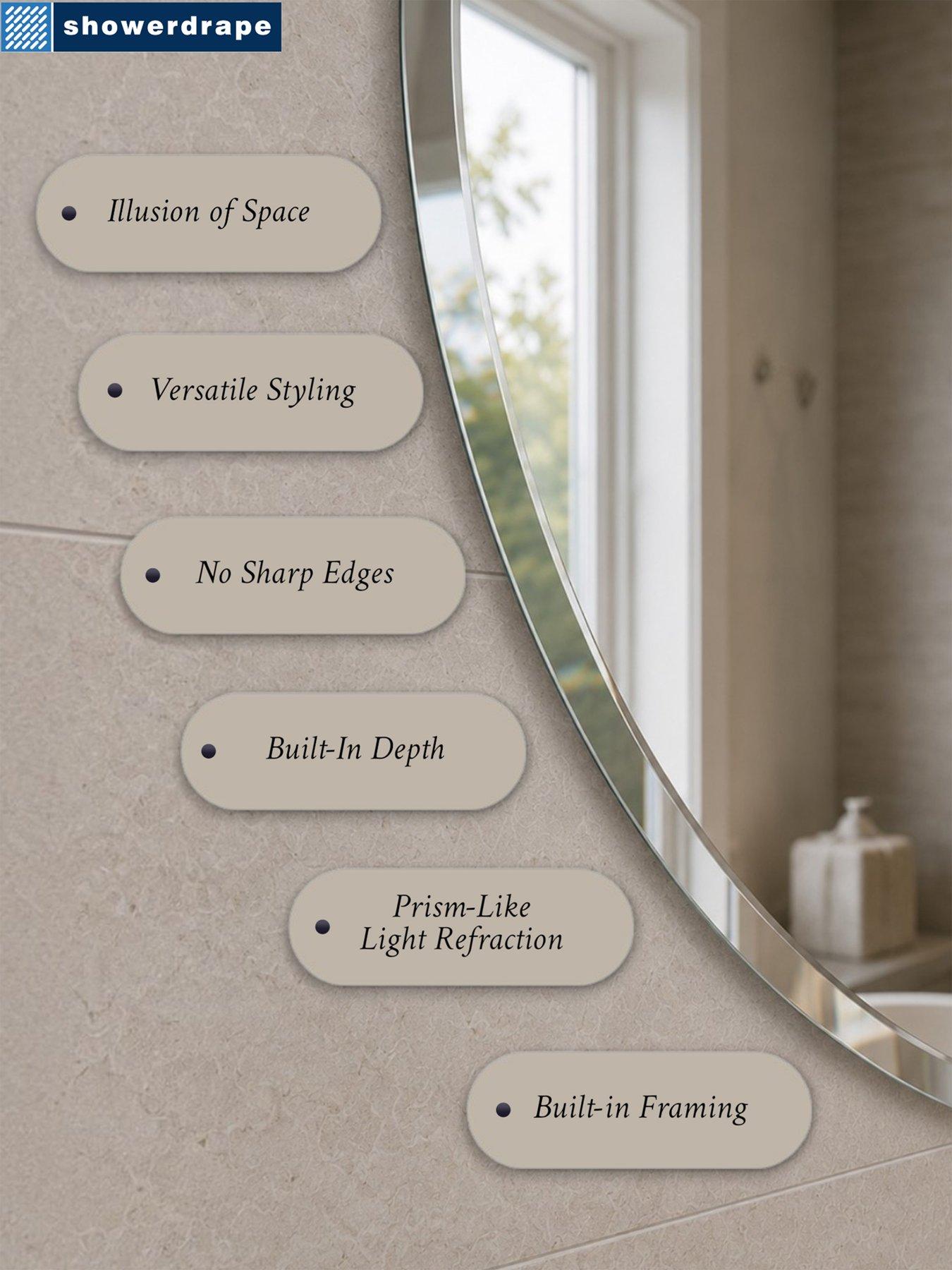 Image 3 of 5 of Showerdrape Angel Pebble Asymmetrical Wall Mounted Frameless Mirror 60 X 45cm