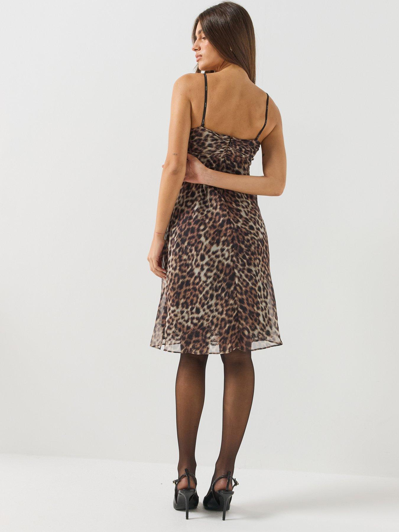 Image 2 of 6 of MARC JACOBS Womens Leopard Print Tie Front Slip Dress - Brown