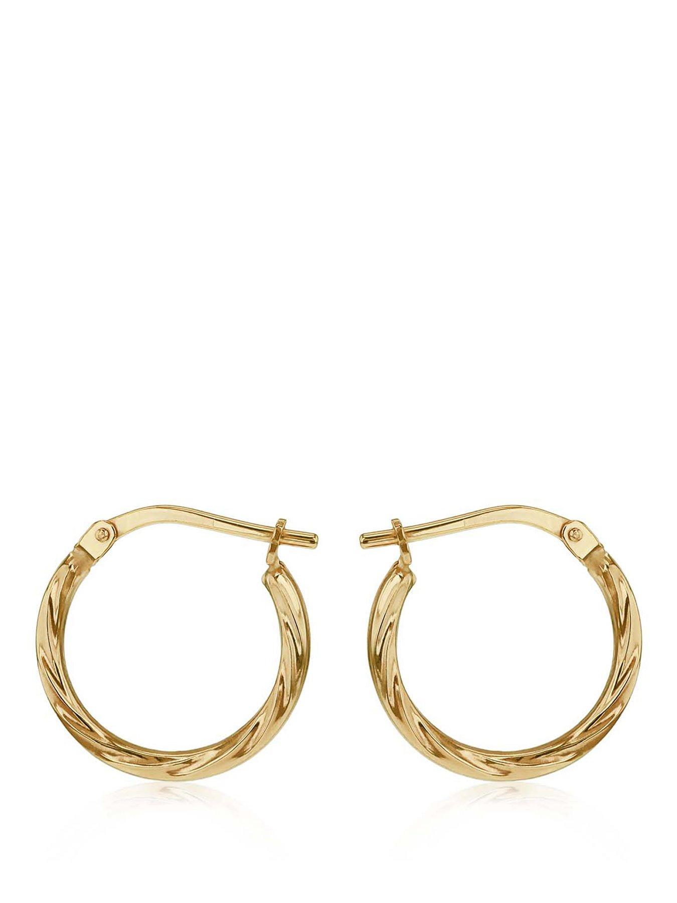 The Love Collection Sterling Silver 9Ct Bonded Twisted Creole Earring