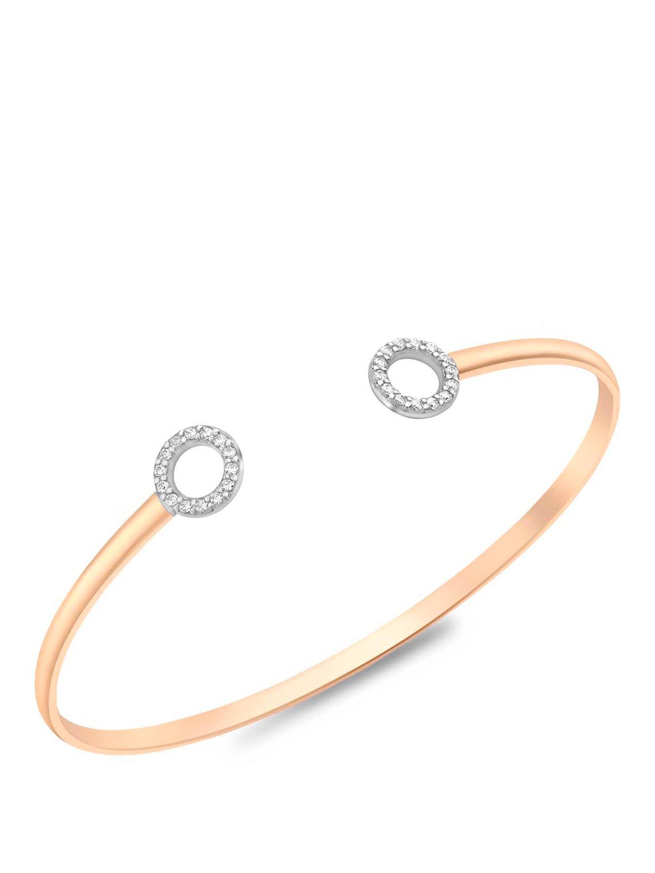 Love GOLD 9ct Rose Gold White CZ Torque Bangle