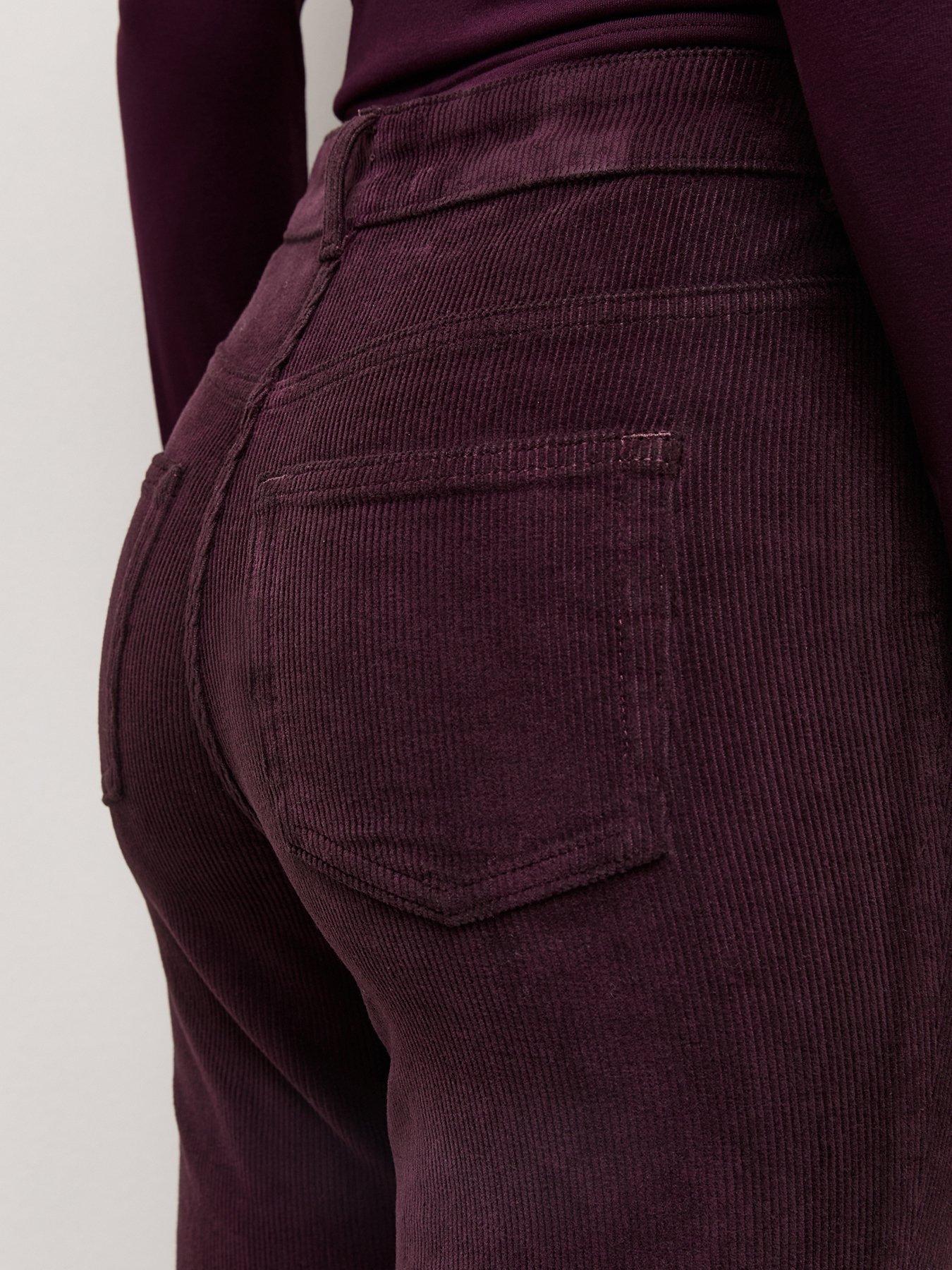Image 5 of 6 of New Look Dark Burgundy Cotton Corduroy Bootcut Trousers