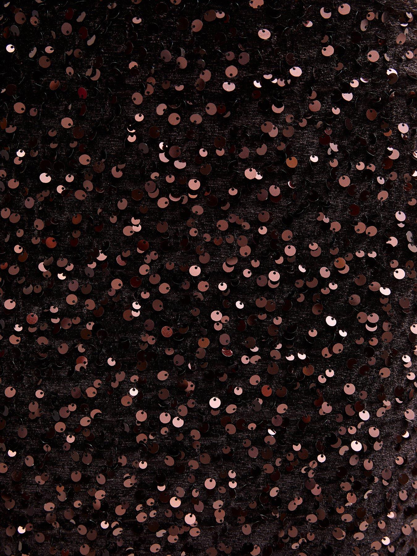 Image 5 of 5 of New Look Womens Sequin Pencil Midi Skirt - Brown