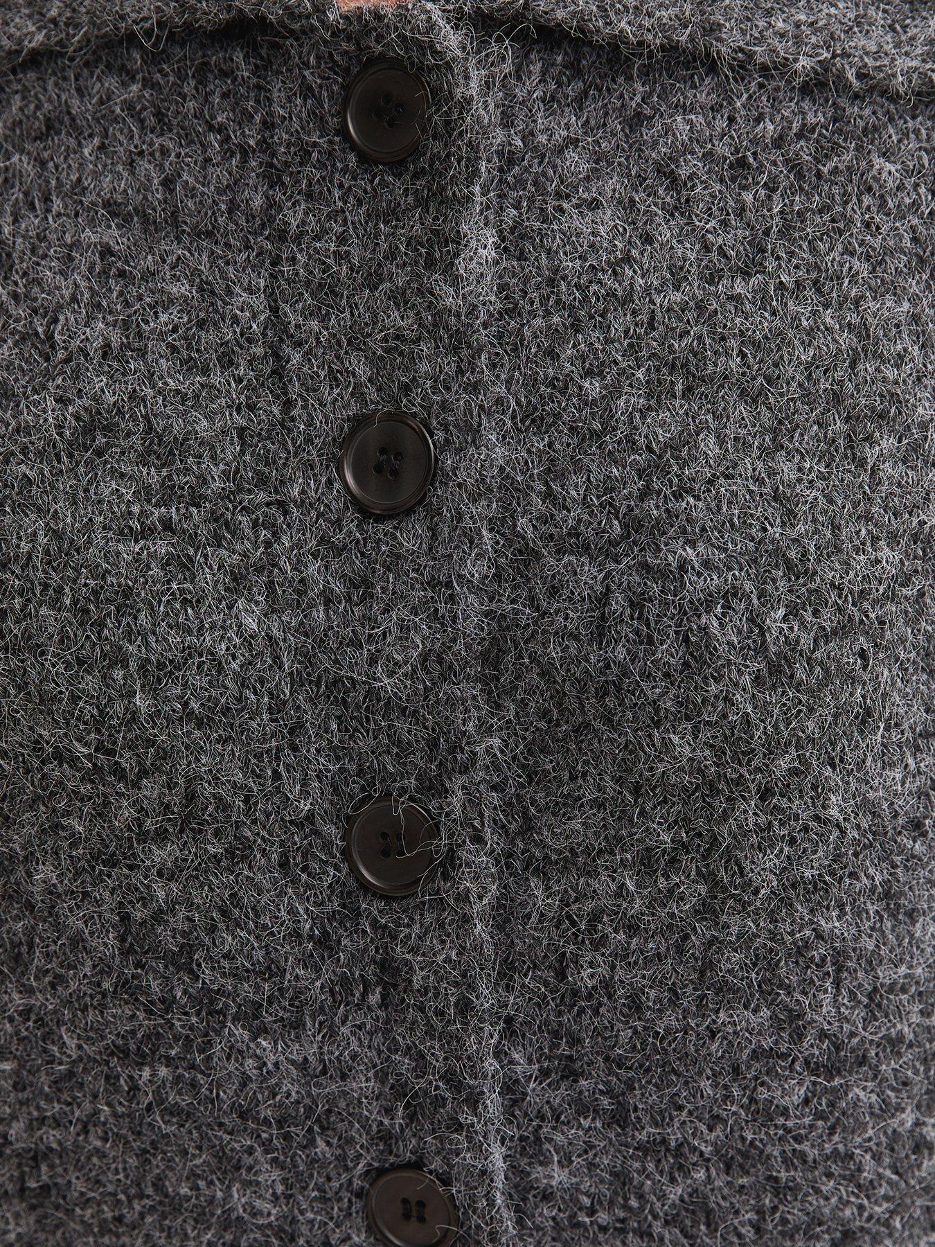 Image 6 of 6 of New Look Womens Knitted Collar Cardigan - Grey