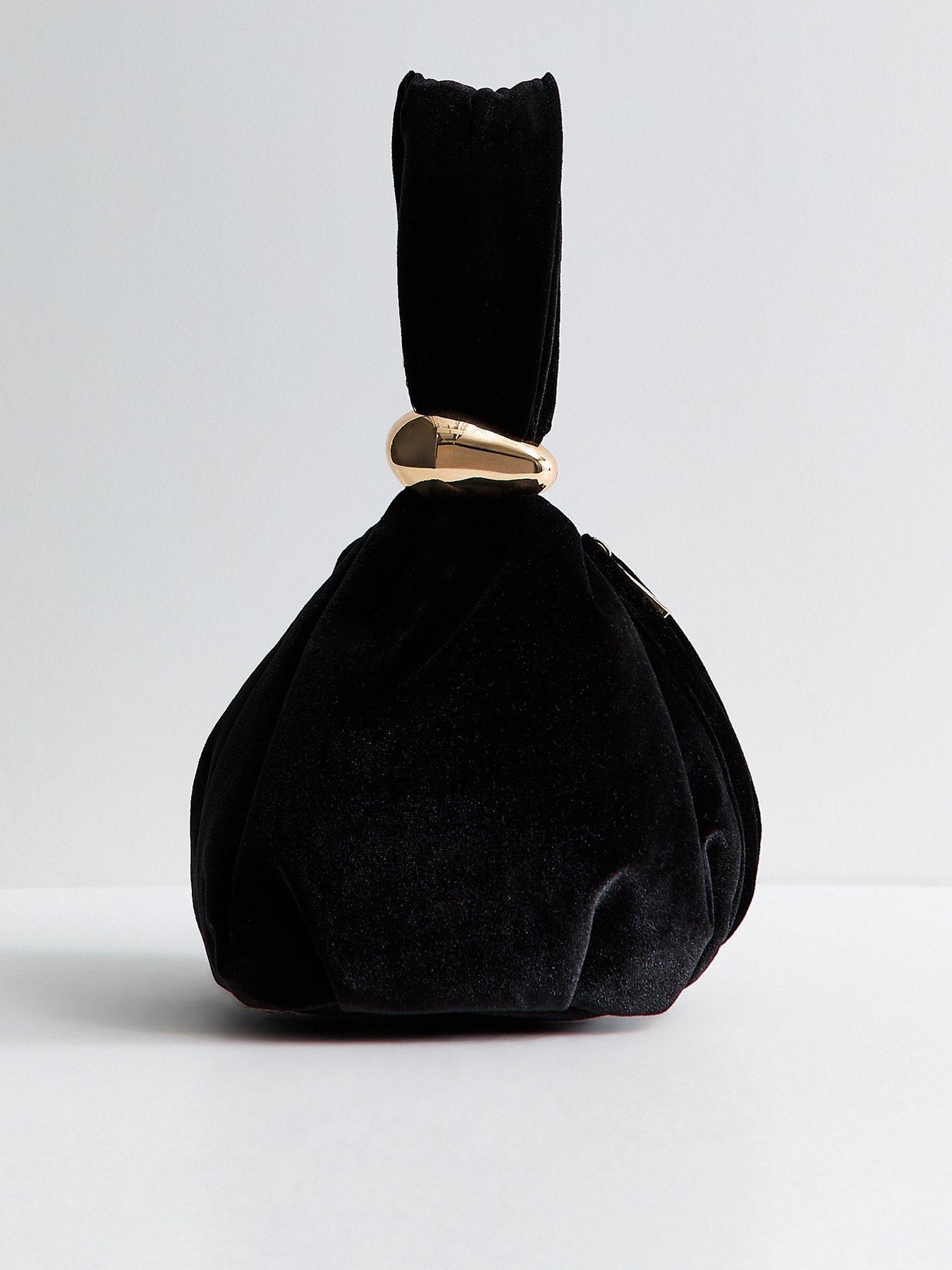 Image 1 of 4 of New Look Womens Wristlet Strap Velvet Pouch Bag - Black