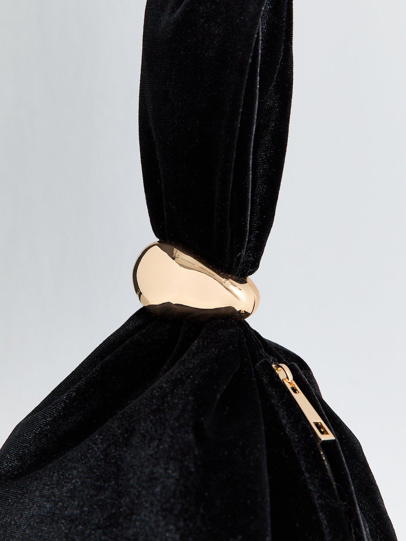 Image 3 of 4 of New Look Womens Wristlet Strap Velvet Pouch Bag - Black