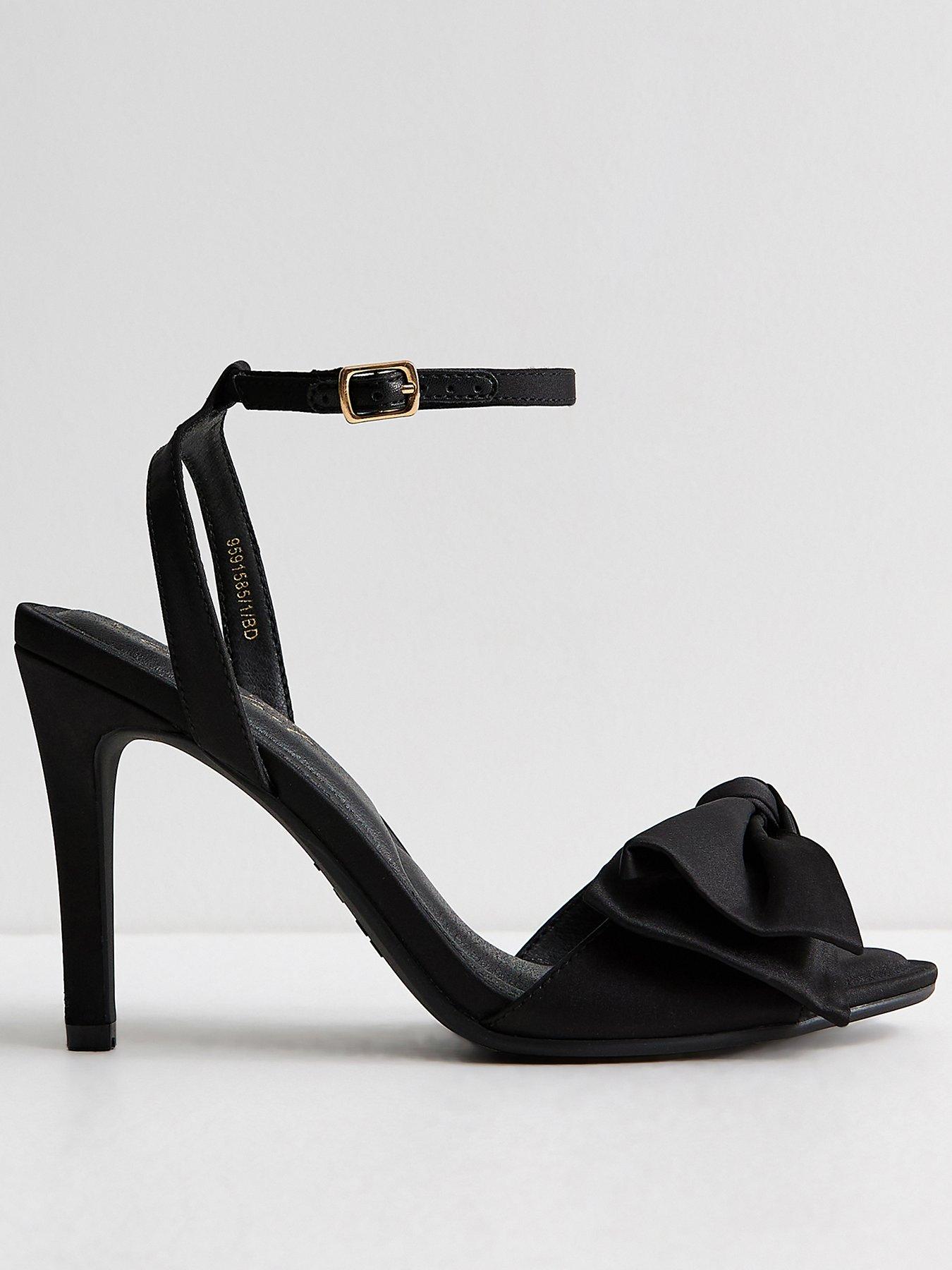 Image 2 of 5 of New Look Womens Bow Front Stiletto Heel Sandals - Black