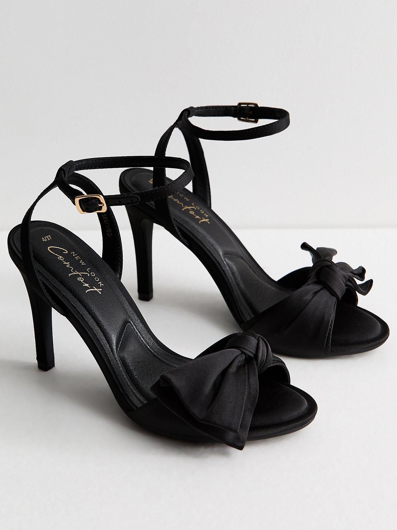 Image 3 of 5 of New Look Womens Bow Front Stiletto Heel Sandals - Black