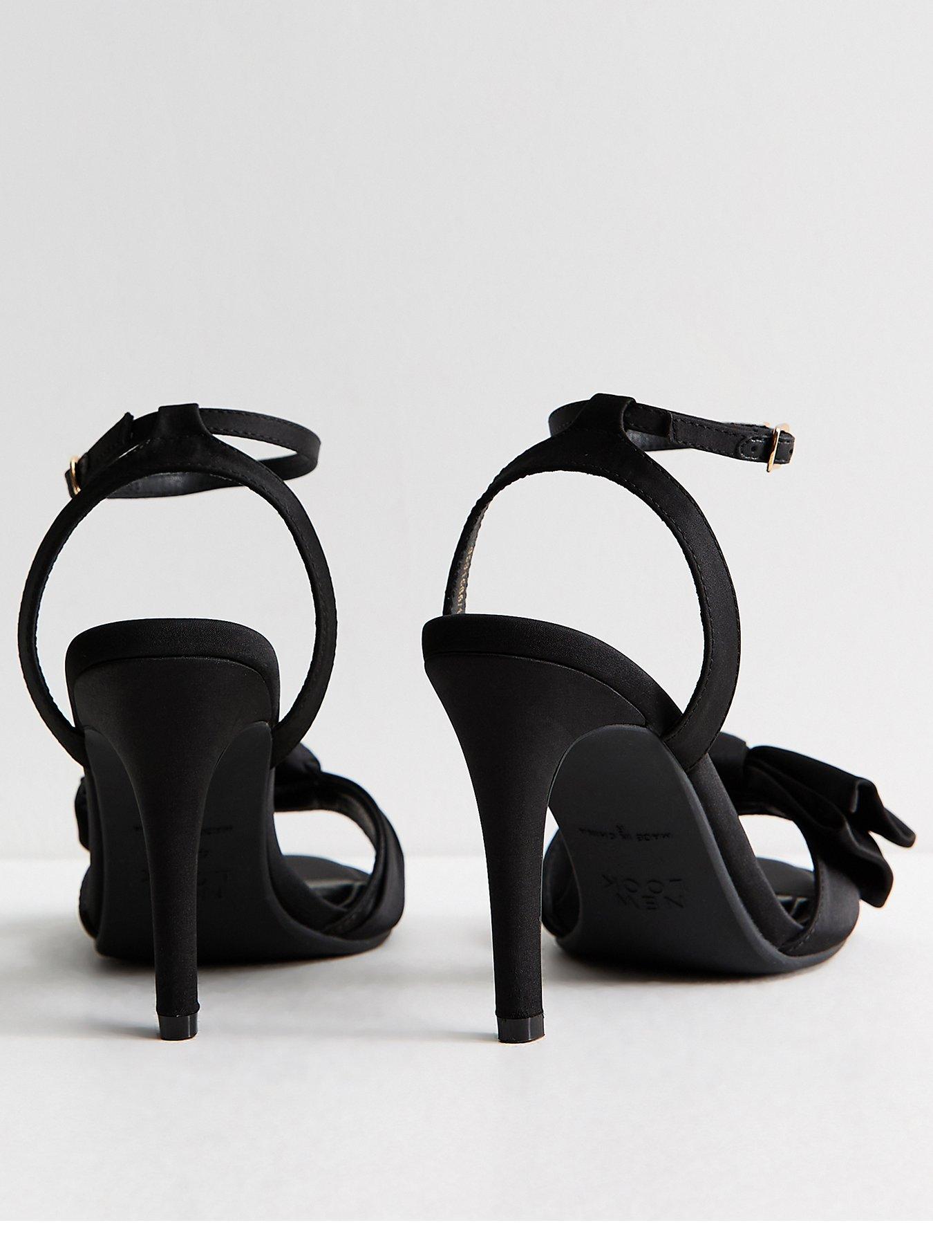 Image 4 of 5 of New Look Womens Bow Front Stiletto Heel Sandals - Black