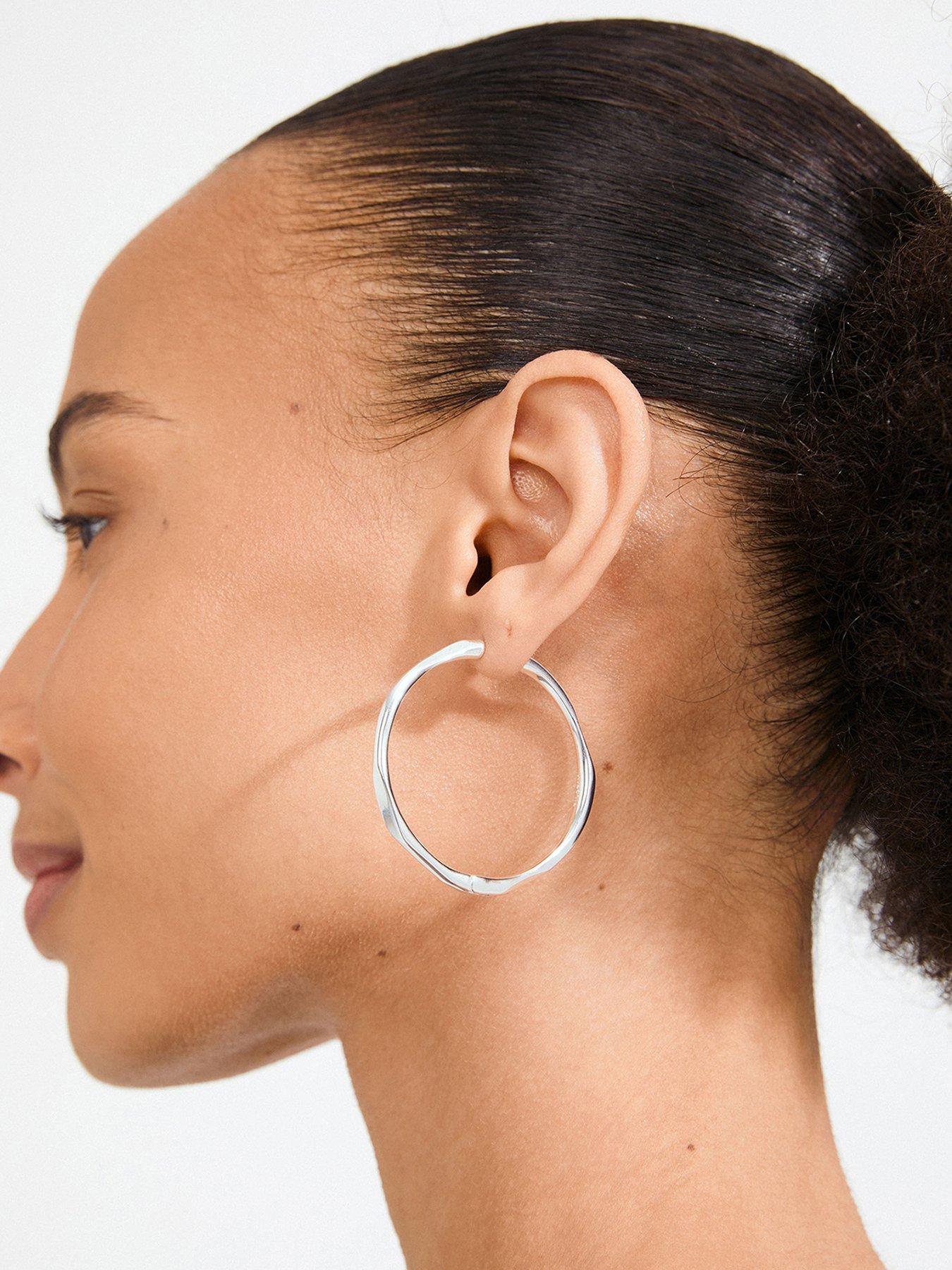 Pilgrim PRESENCE waterproof hoop earrings silver-plated